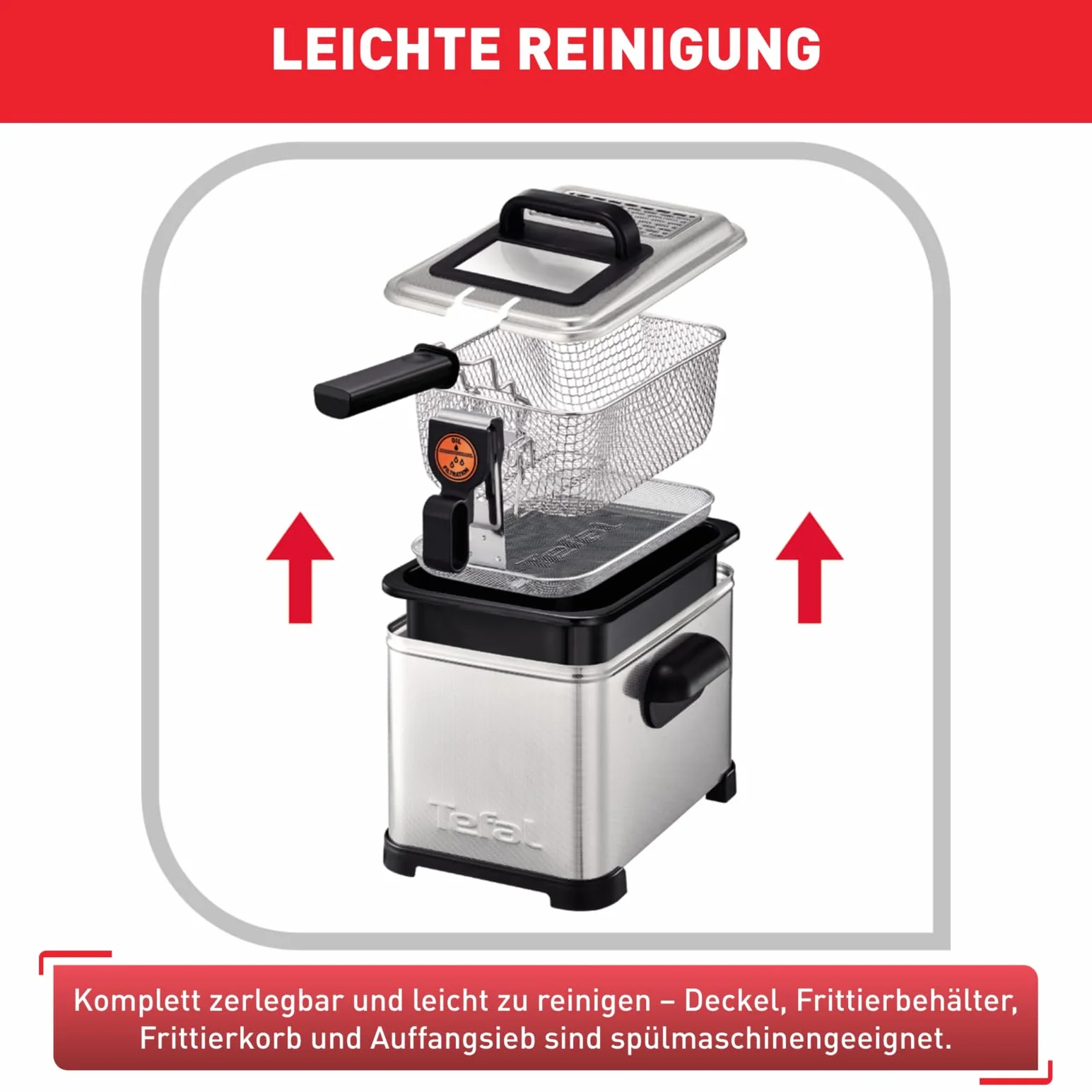 Tefal FR5101 Filtra Pro Inox & Design | 3,0 l | frytkownica premium | 2300 W | półprofesjonalna frytkownica z olejem | system Clean-Oil | izolacja cieplna | Termostat | Timer | stal nierdzewna/czarna