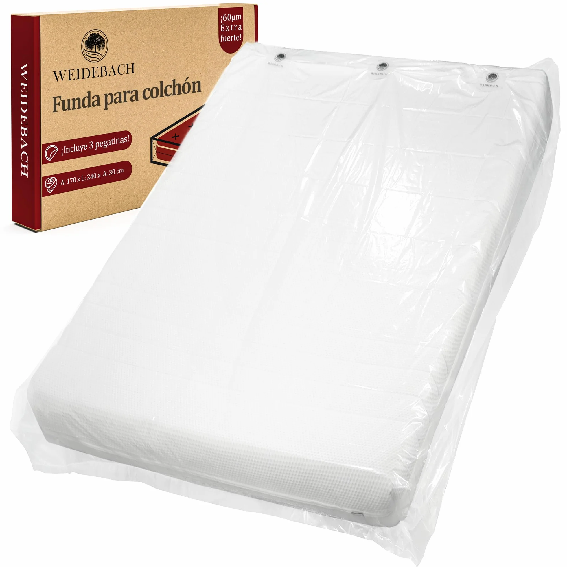 WEIDEBACH® Wytrzymały pokrowiec na materac, torba na materac o wymiarach 160 x 200 cm, torba do przechowywania i transportu, pokrowiec ochronny na materac chroniący przed zapachami i wilgocią