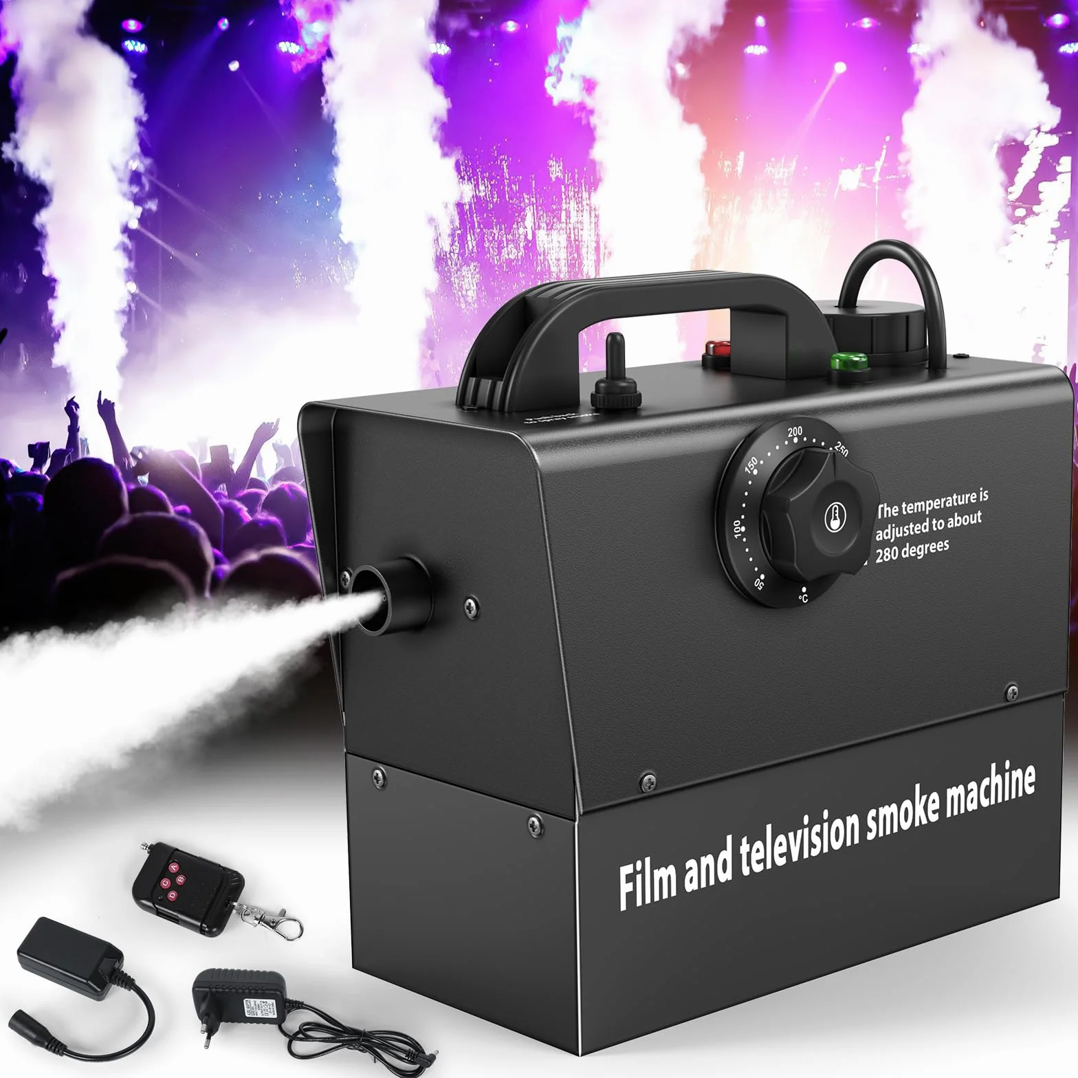 Przenośna maszyna do dymu 400 W, wbudowana bateria, 21000 mAh, widoczny prąd, odpowiedni do teatru, nagrywania filmów i telewizji, Halloween, Boże Narodzenie, imprezy, spotkania rodzinne