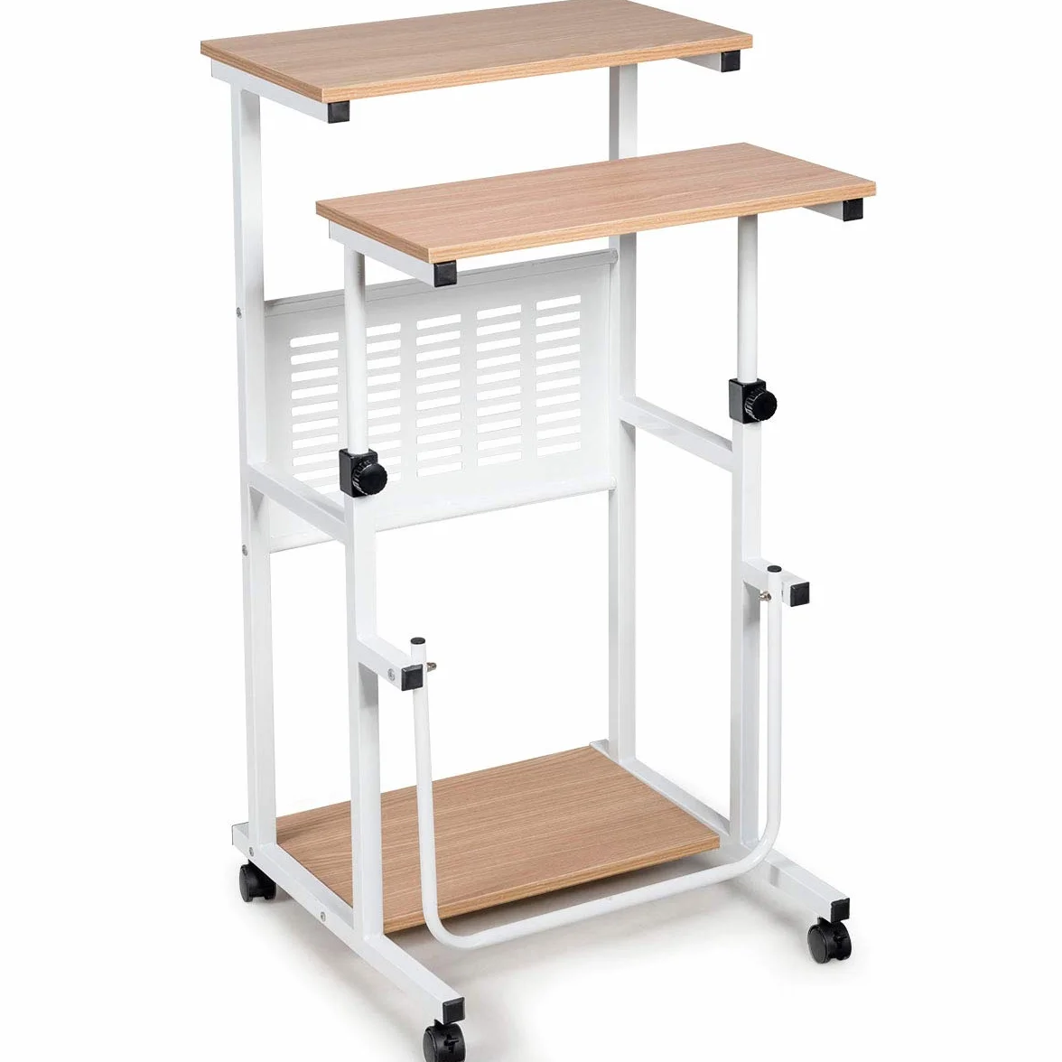 COSTWAY 2 w 1 stolik do laptopa i biurko z kółkami, z regulacją wysokości, stolik pod komputer, stojący stolik pod komputer do domu i biura