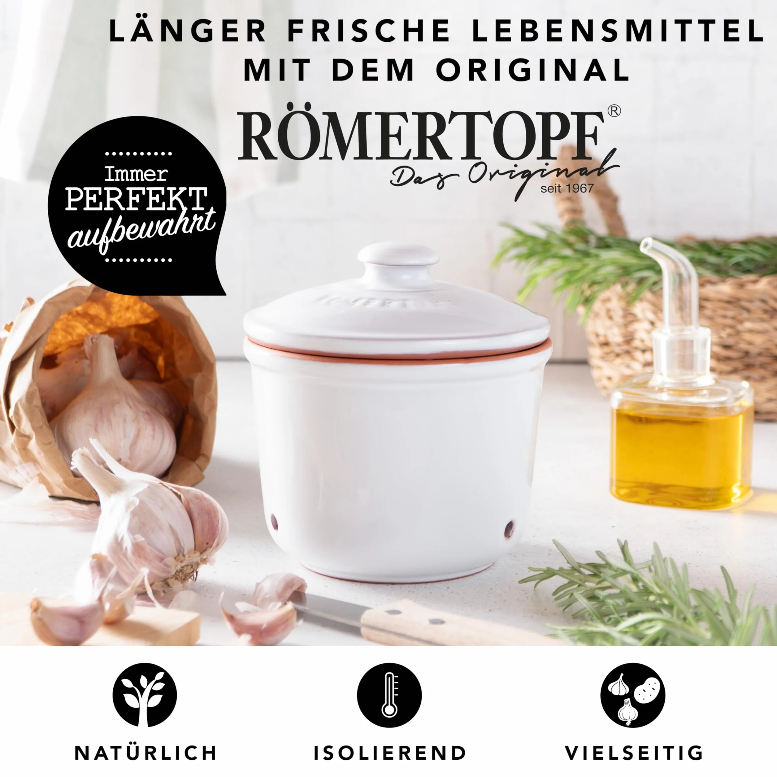 Römertopf garnek mini 0,6 litra ceramiczny do czosnku biały