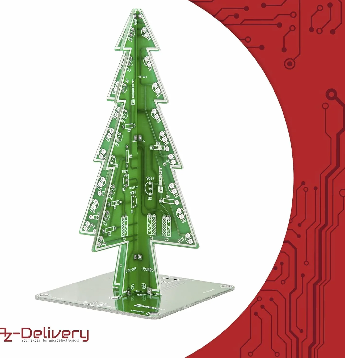 AZDelivery Zestaw choinkowy LED DIY do samodzielnego lutowania, w tym e-book!