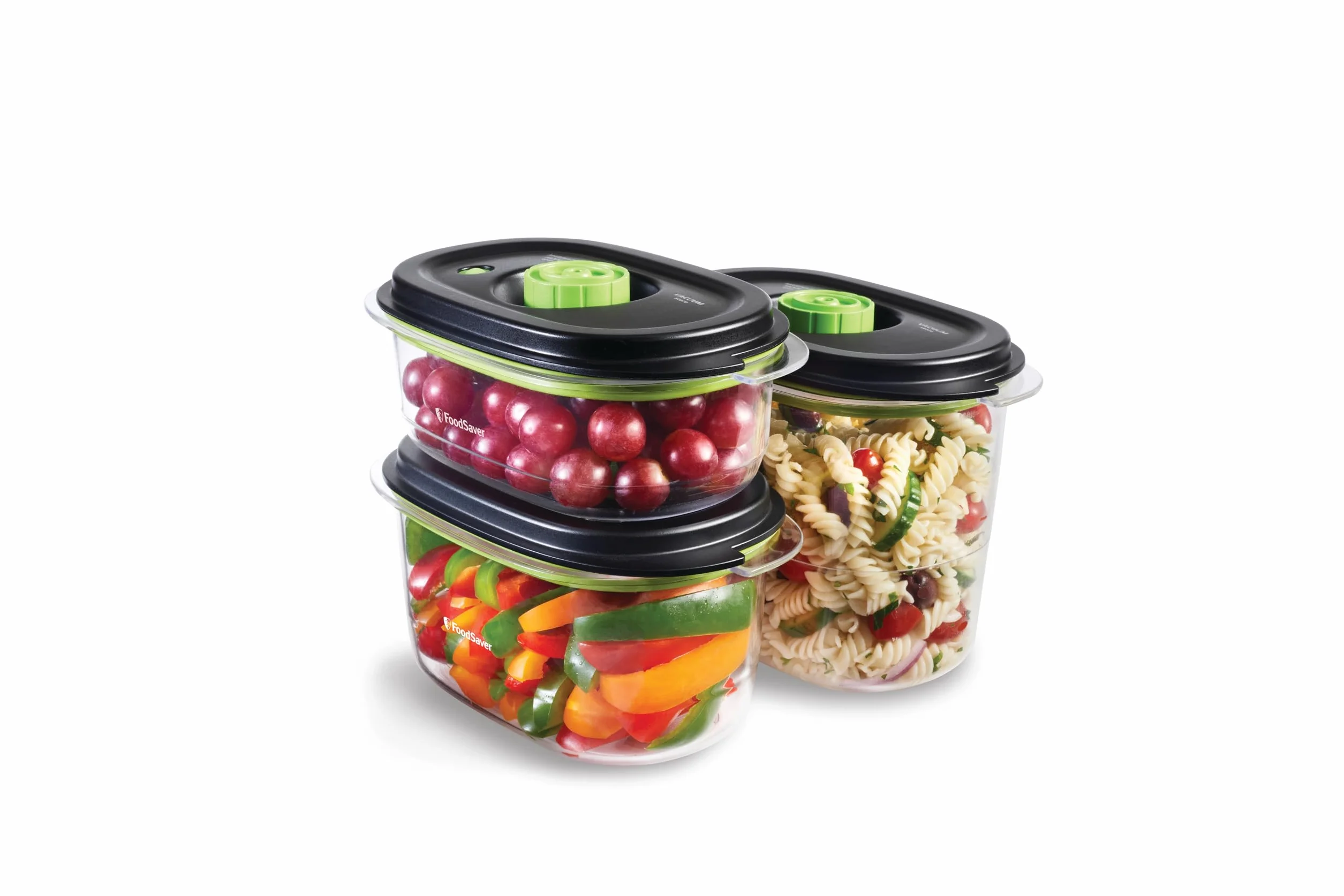 Food Saver Preserve & Marinate Vacuum Containers Pojemniki na Żywność, Transparentny/Czarny, 0.7 l, 1.2 l, 1.8 l