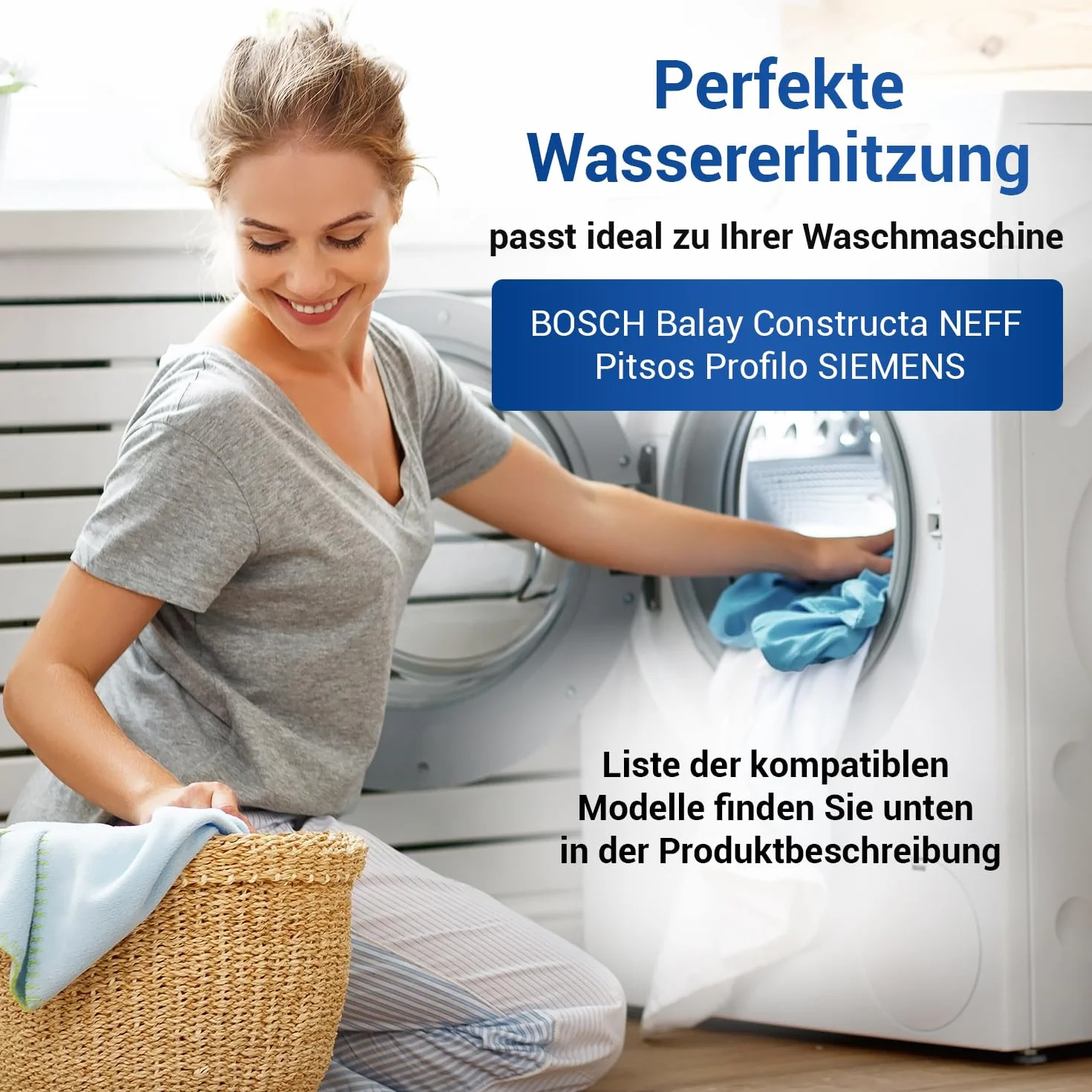 VIOKS Element grzejny 230 V 2000 W zamiennik elementu grzejnego Bosch 12004179, pręt grzejny Siemens Balay Neff Constructa 00652573 & Irca element grzejny 2000 W - pręt grzejny pralka Bosch Siemens