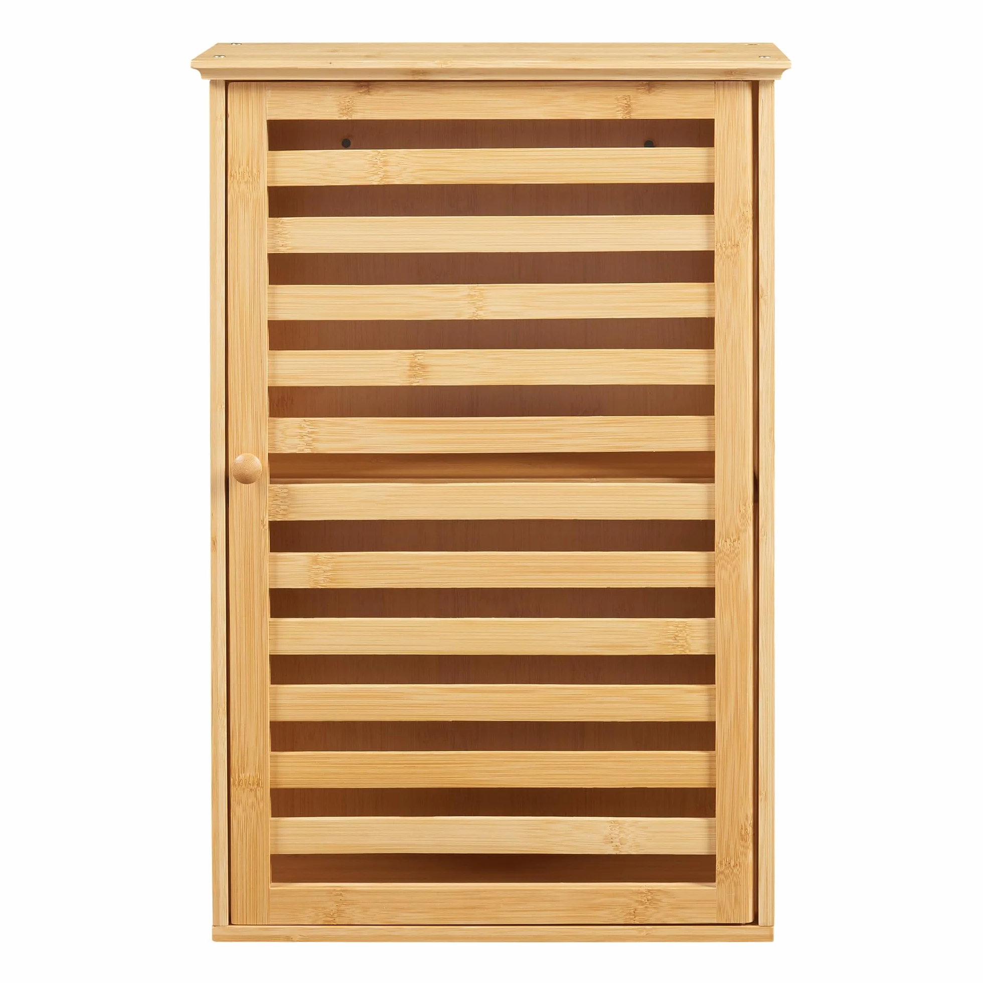 [en.casa] Szafka łazienkowa wisząca Järfälla, wąska szafka z jednym drzwiami, bambusowa, 55 x 37 x 16 cm, szafka ścienna do łazienki