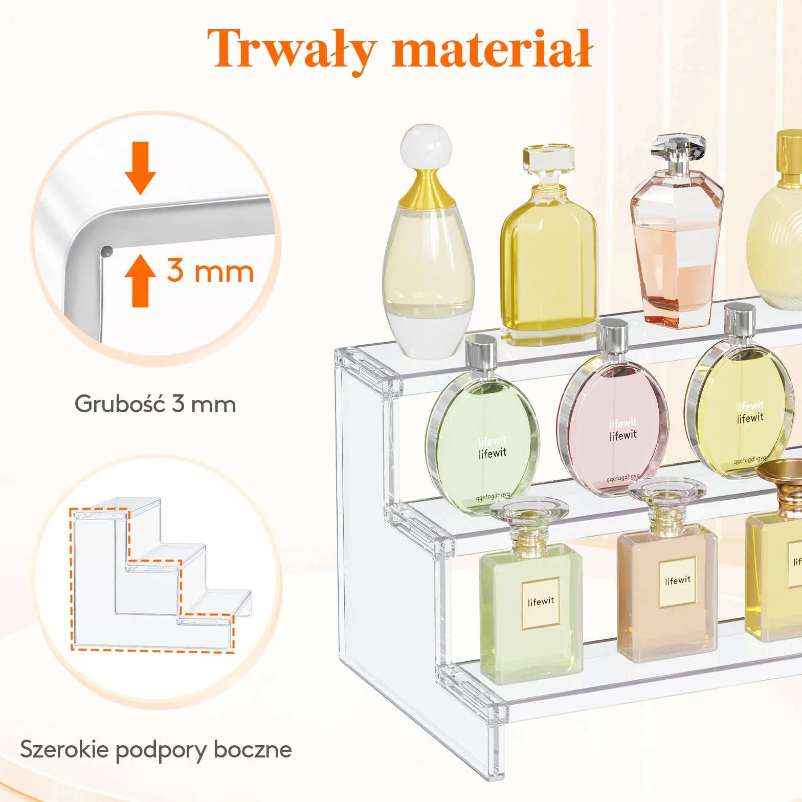 Lifewit 3 Tier Clear Display Risers Stand, 30.5 cm Plastikowe Risers do Wyświetlania, Plastikowe Organizatory do Figurek/Cupcake/Perfumy, Stojak Wyświetlania Biurkowego Dekoracji, 1 Opakowanie