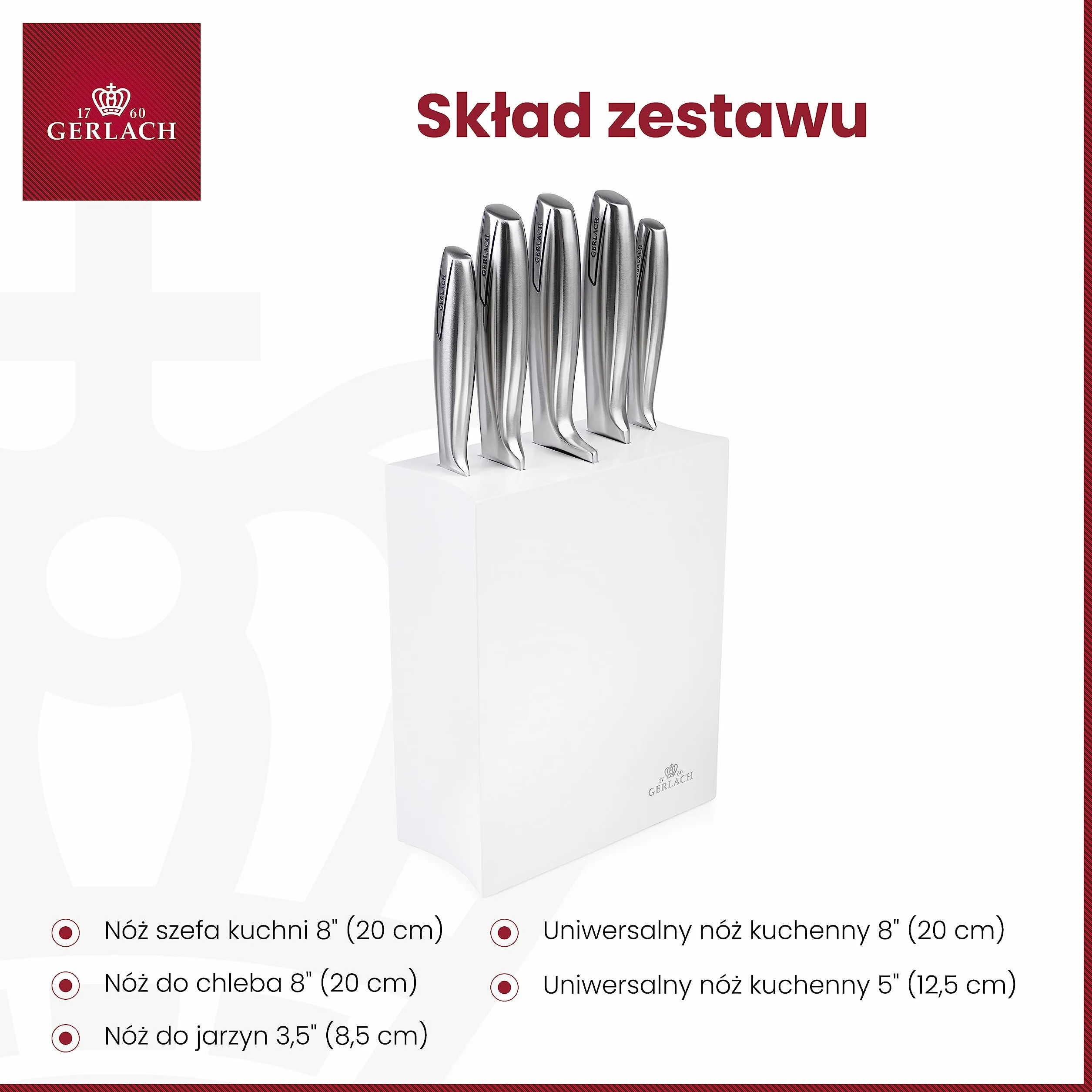 Gerlach Modern Zestaw Noży W Bloku Z Drewna Bukowego Do Kuchni 5 rodzajów Ostrza Stal Nierdzewna Drewno Bukowe Nóż Kuchenny Szefa Do Chleba Jarzyn