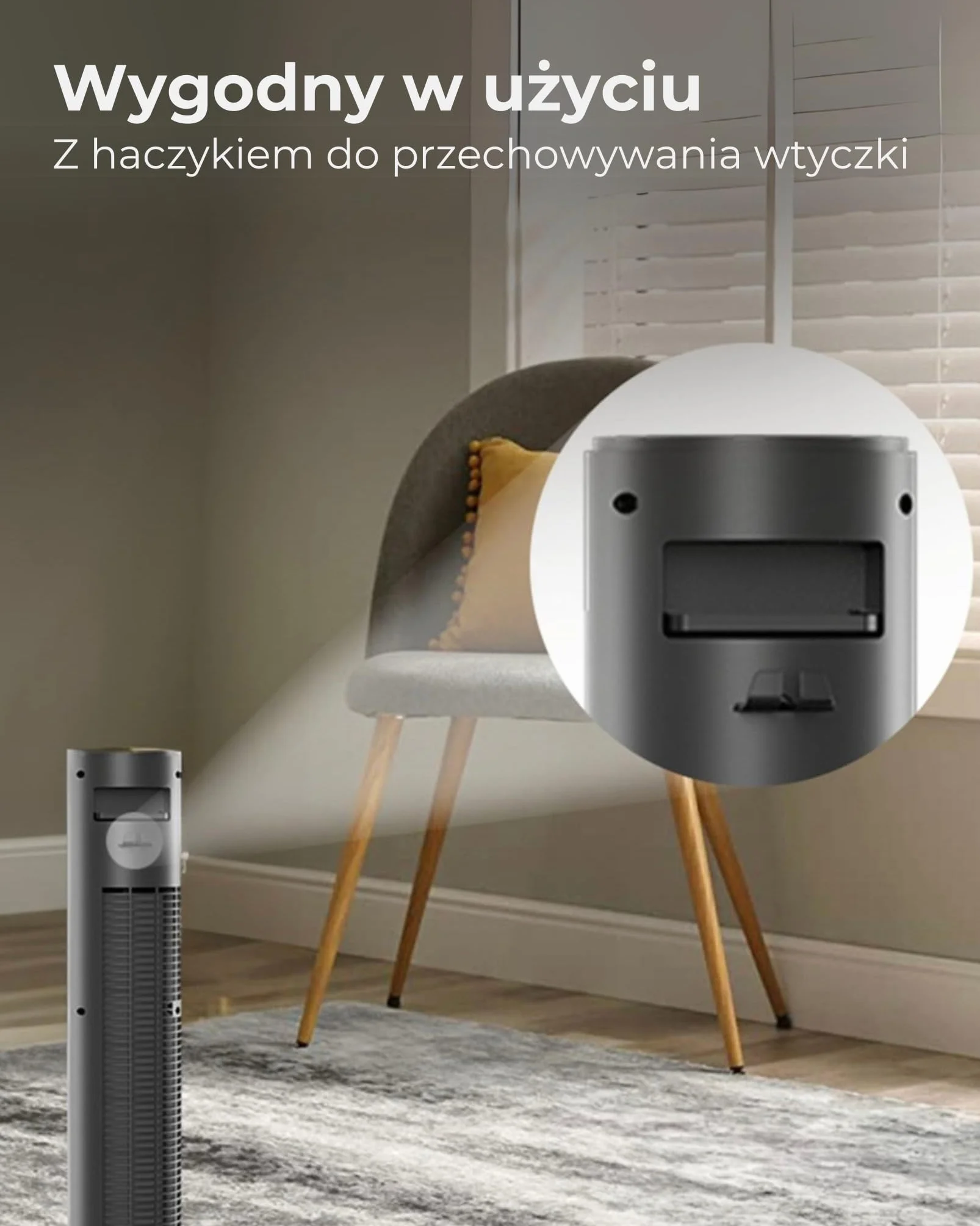 CF2205 - wentylator wieżowy z pilotem zdalnego sterowania - 96 cm - ściemniany ekran LED - czarny