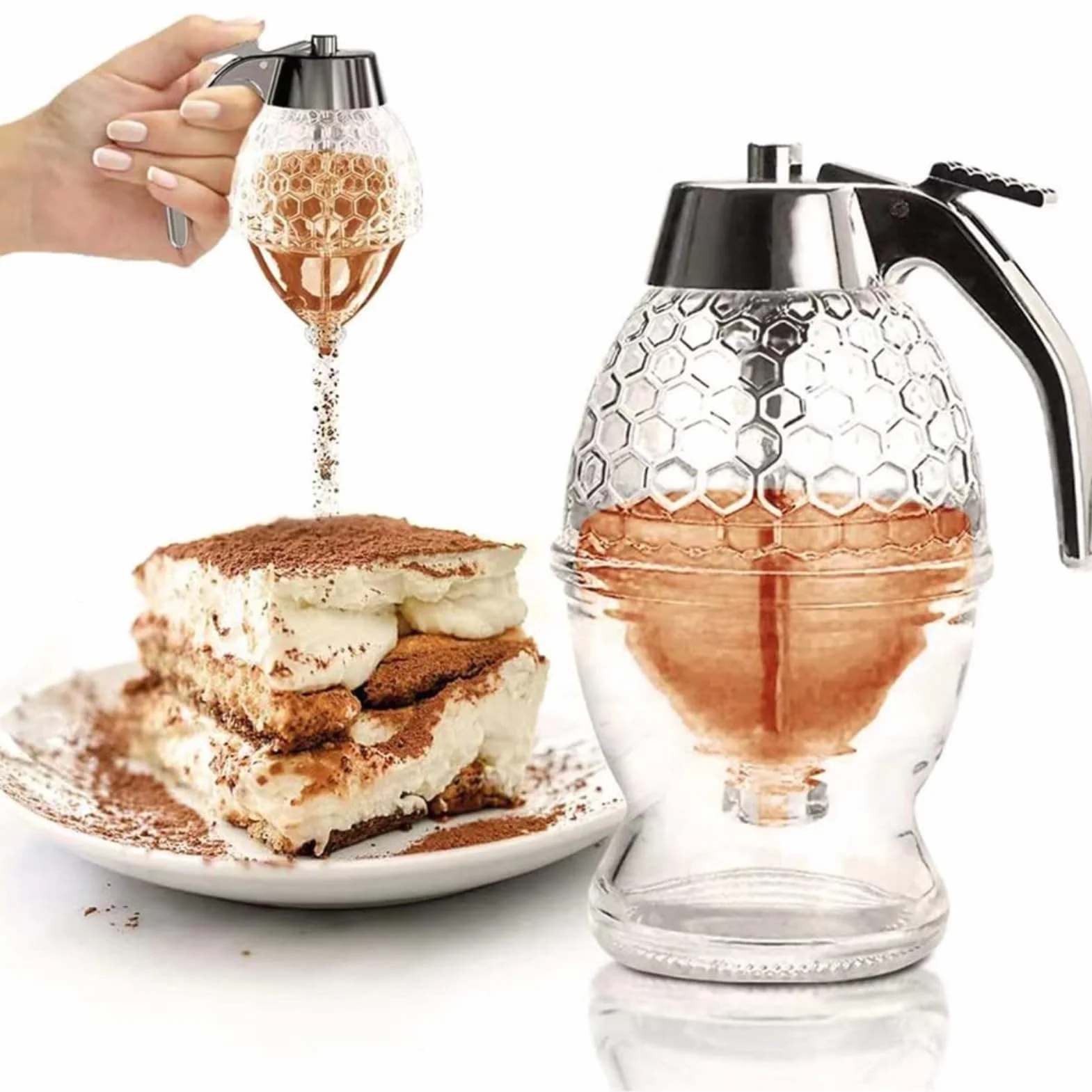 Miód Dispenser-200ml Akrylowy syrop miodowy dozownik pszczoły miód dozownik przezroczysty Shake Handshandle