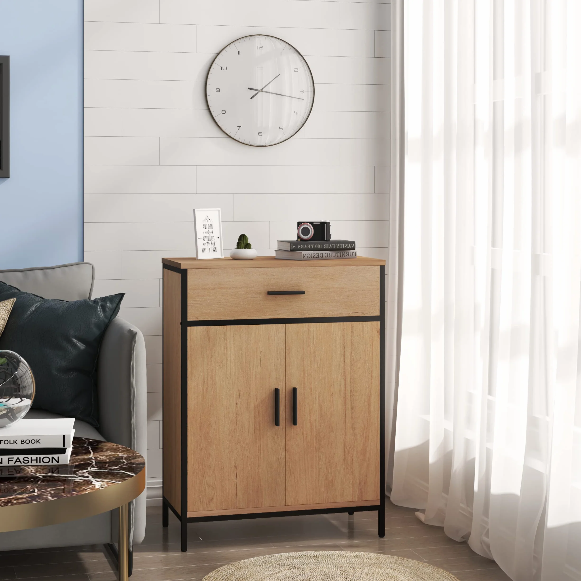 EUGAD Szafka łazienkowa wolnostojąca 60 x 80 x 30 cm z regulowanym regałem