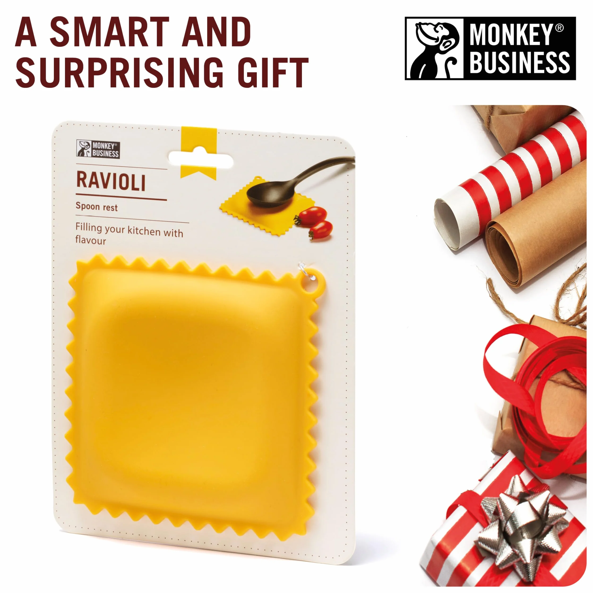 Monkey Business Półka na łyżki w kształcie ravioli | półka na łyżki do blatu kuchennego | fajny pomocnik kuchenny i akcesoria | z kolekcji różnych makaronów, wyjątkowych przyborów kuchennych