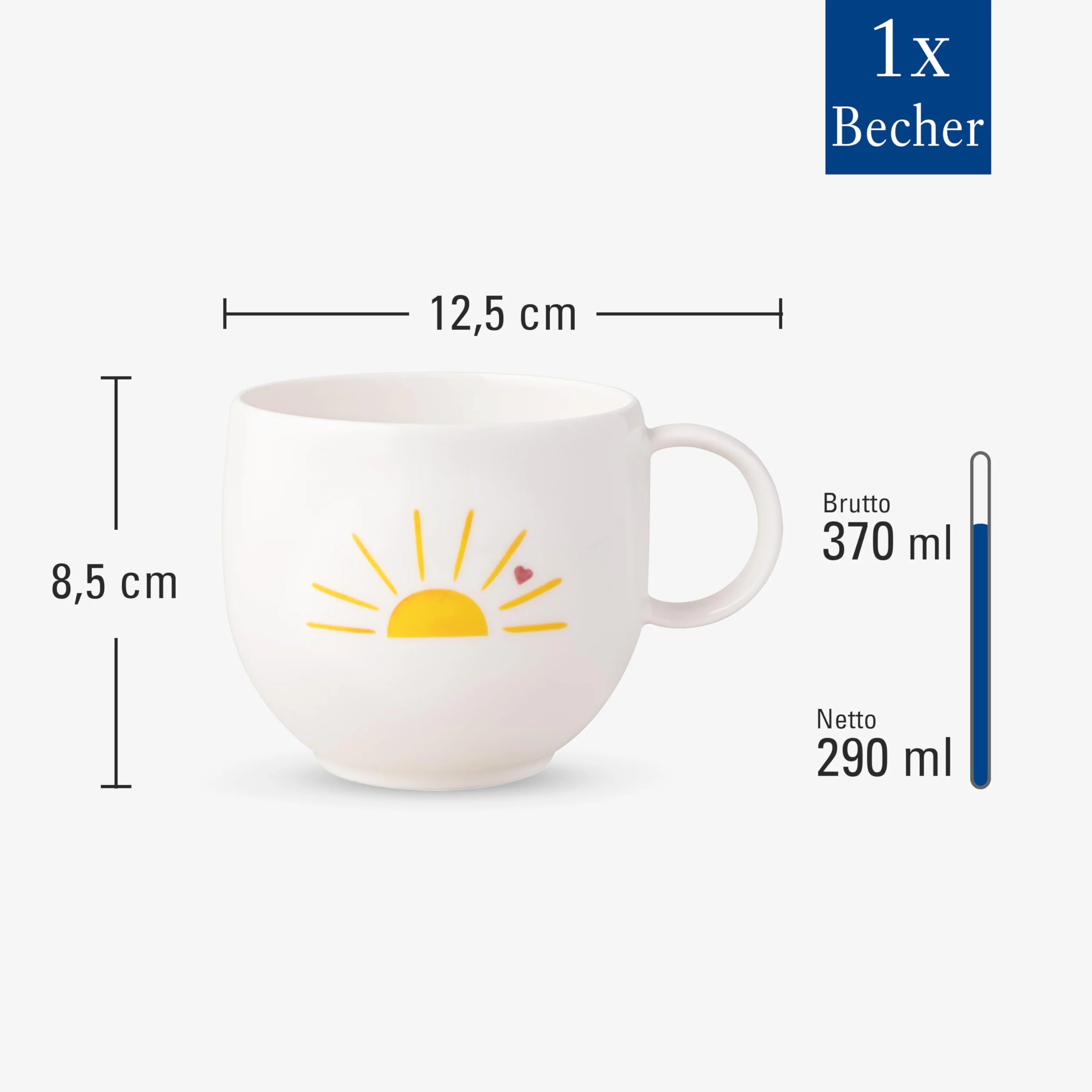 Villeroy & Boch With Love kubek z uchem Hello Sunshine porcelana filiżanka do kawy i herbaty