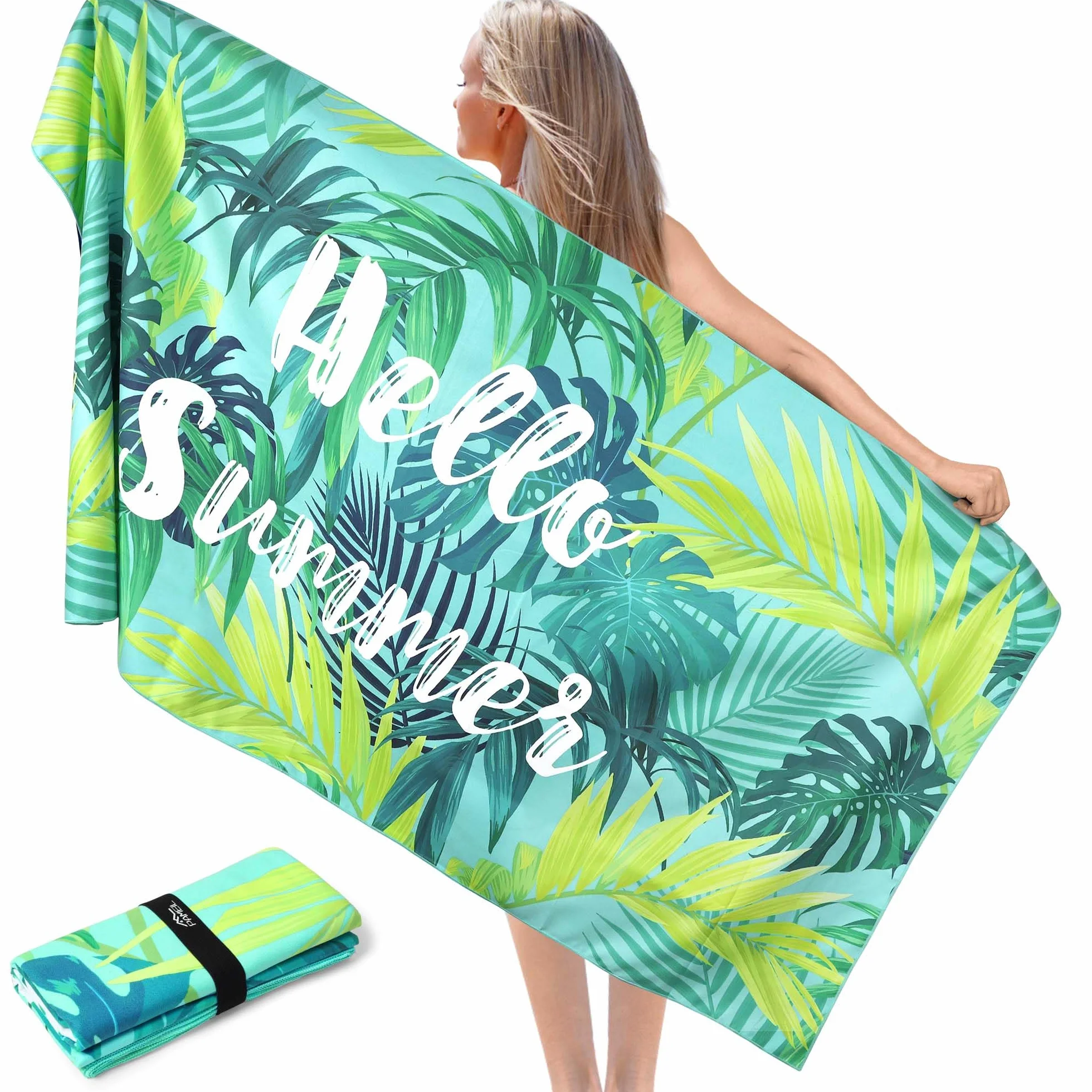 Ręcznik plażowy z mikrofibry 90x180cm, kompaktowy, szybkoschnący, odporny na piasek