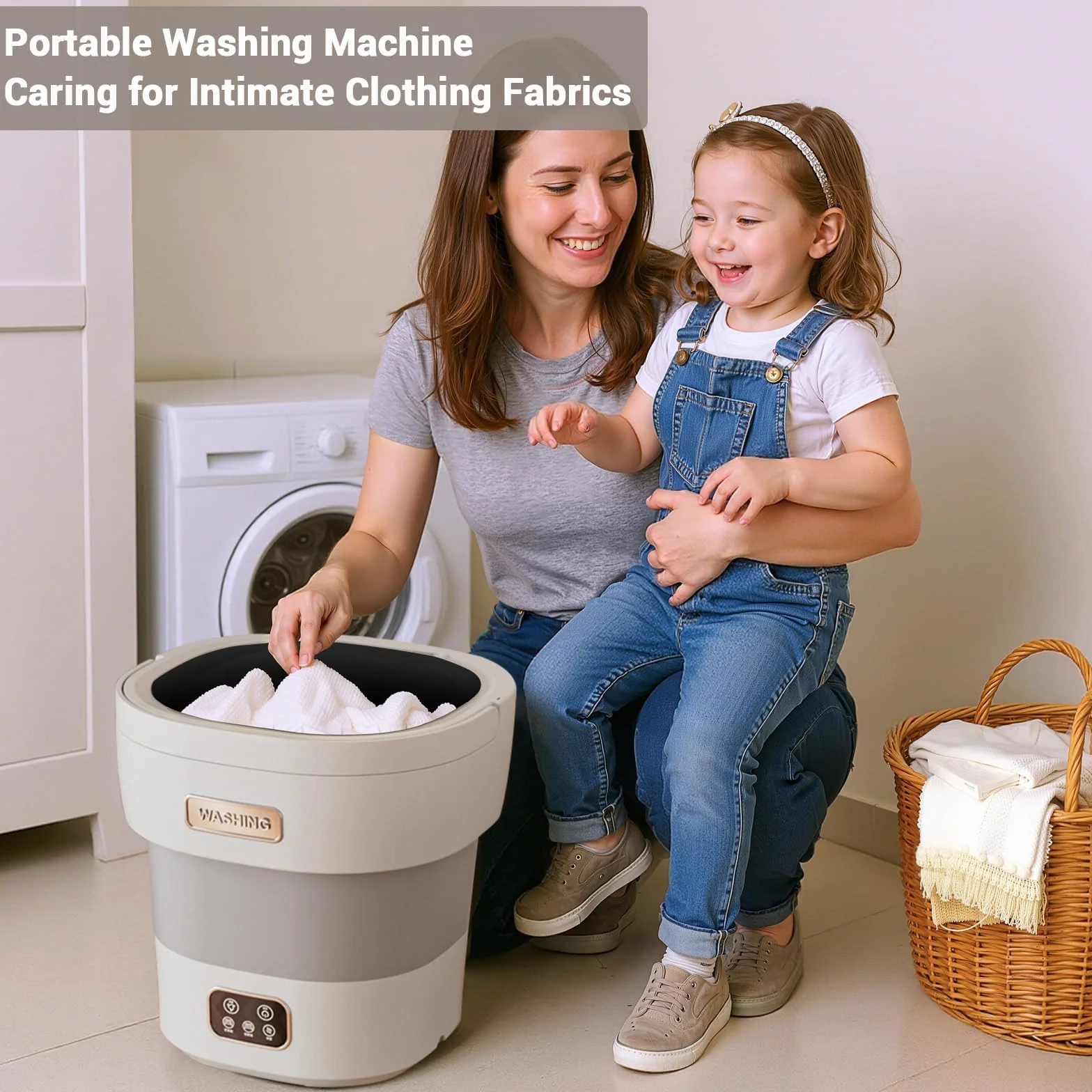Kompaktowa mini pralka z suszarką, składana 12 l. Przenośna konstrukcja do podróży, mieszkań, skarpet i bielizny. Cicha i energooszczędna. Idealna do małych domów.
