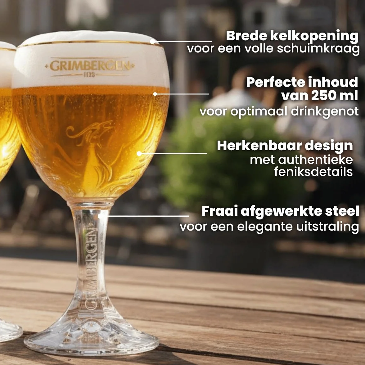 Grimbergen Szklanki do piwa z nóżką 330 ml - 4 sztuki