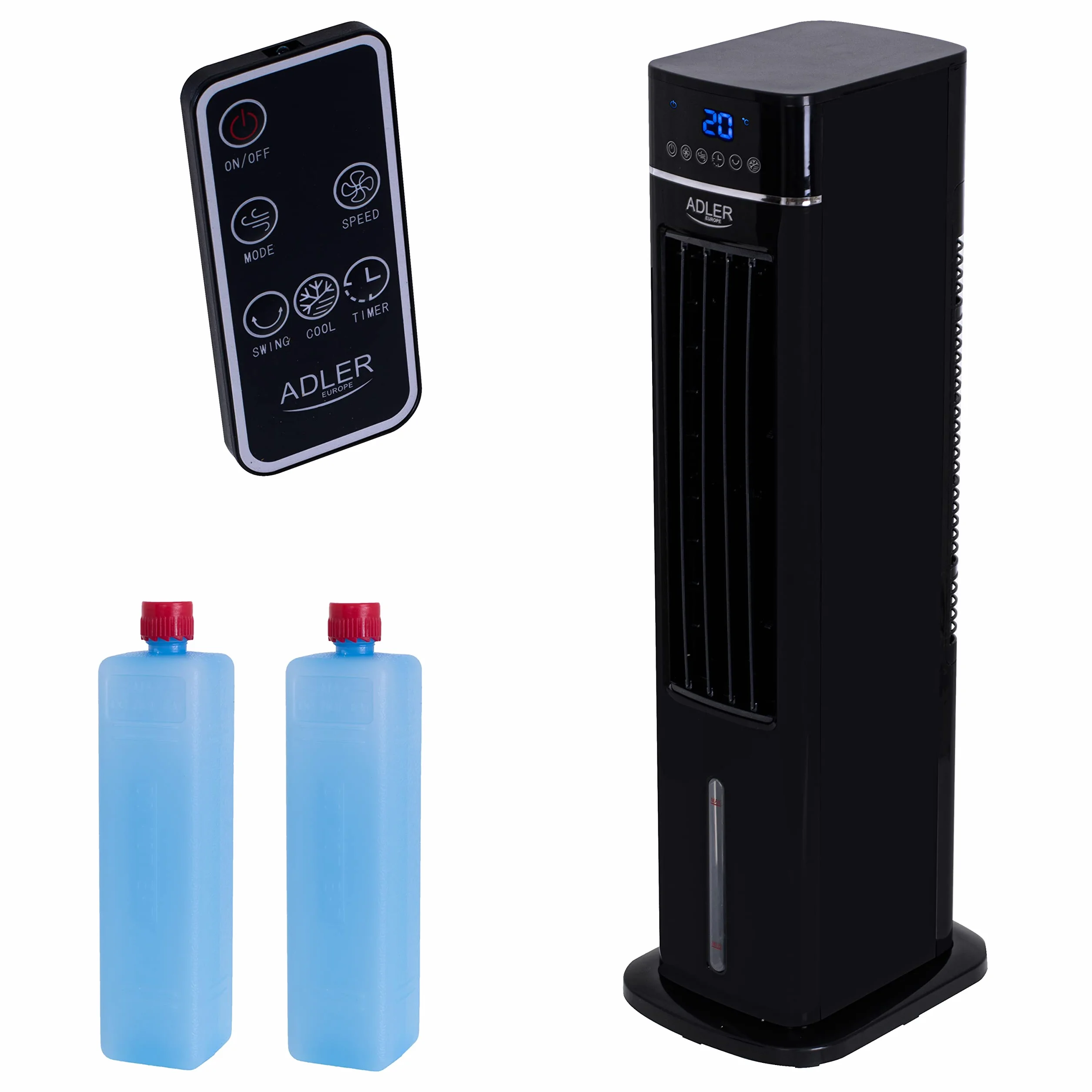 ADLER AD 7859 klimatyzator kolumnowy 3 w 1, 320 W, wentylator kolumnowy, klimatyzator kolumnowy z panelem dotykowym LCD, wentylator kolumnowy z 3 trybami pracy wentylatora