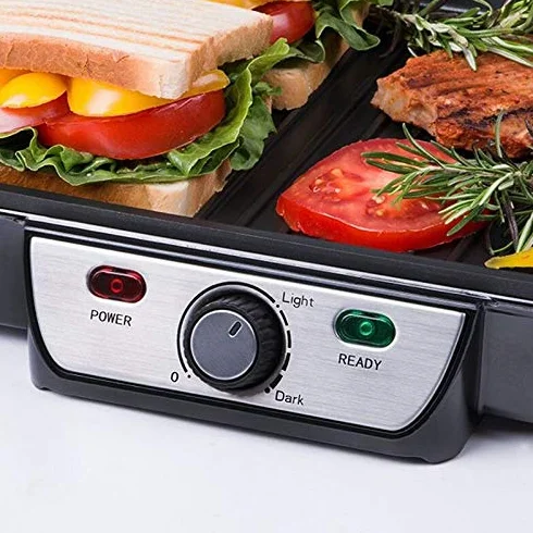TZS First Austria Elektryczny grill stołowy, toster, 1800 W, otwierany pod kątem 180°, regulacja temperatury, regulowany termostat, toster z lampkami grzewczymi