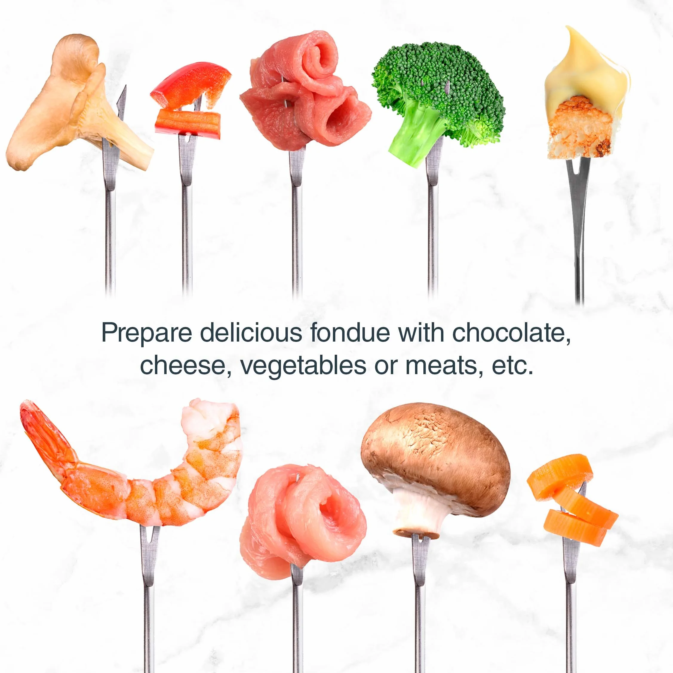 Lacor - 71711 - Zestaw Żeliwnych Fondue Emaliowanych, Żeliwnych Podstaw, Nadaje Się do Indukcji, 6 Widelców, Średnica 16,5X10Cm (1,7 Litra),Czerwony