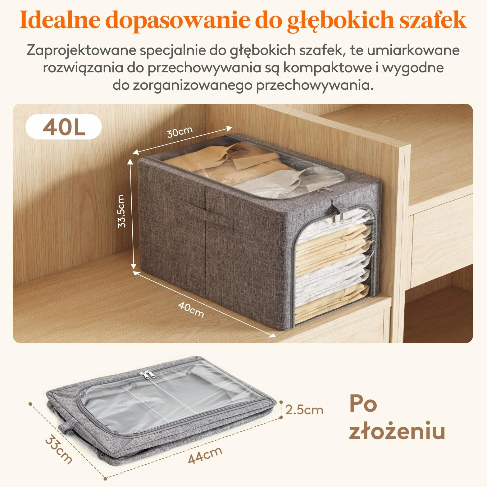 Lifewit 4 pojemników do przechowywania z metalową ramą, składane pojemniki do przechowywania, 40-litrowe torby do przechowywania z przezroczystym okienkiem＆ zamki błyskawiczne, solidne uchwyty