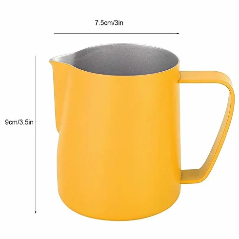 Dzbanek do mleka, 350 ml stal nierdzewna dzbanek spieniający mleko spieniacz do kawy kubek naczynia do kawy (żółty)