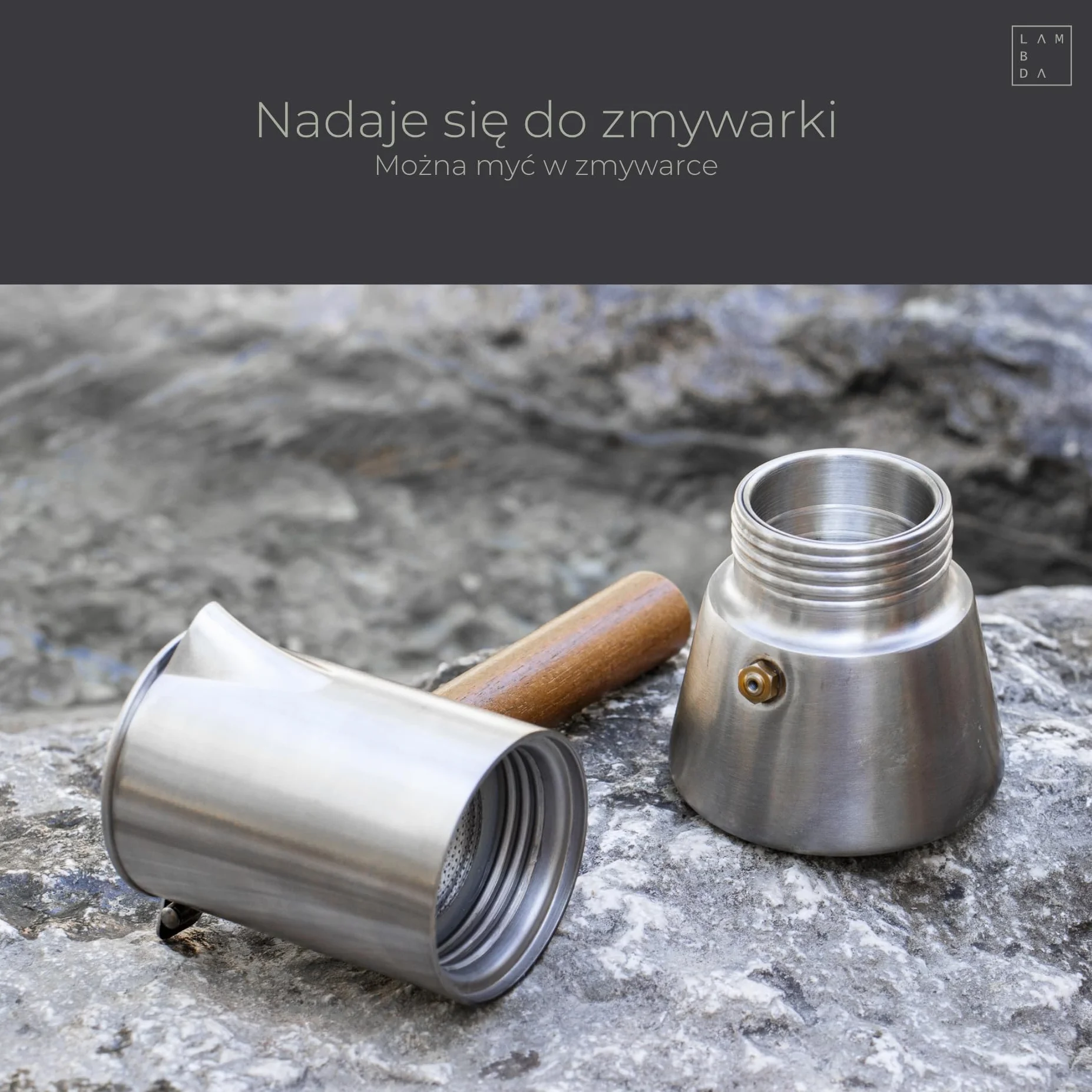 LAMBDA COFFEE VESUV zaparzacz do espresso ze stali nierdzewnej, nadaje się do kuchenek indukcyjnych, do użytku wewnątrz i na zewnątrz (200 ml – 3-4 filiżanki), dzbanek do kawy, indukcyjny