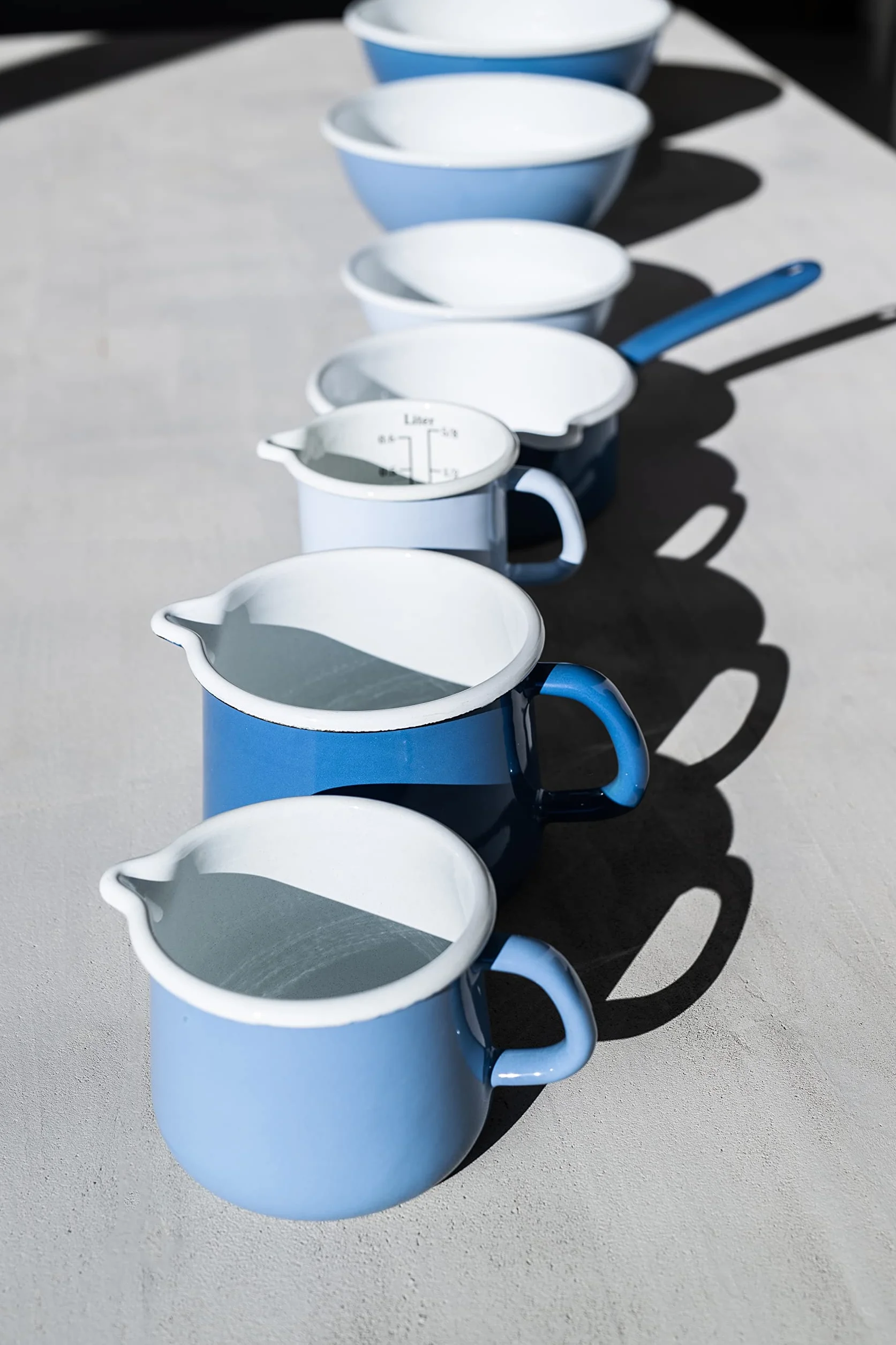 Riess Classic Nature Blue 0671-128 garnek z dziobem wykonany z emalii, nadaje się do wszystkich rodzajów kuchenek, średnica: 10 cm, pojemność: 0,75 l