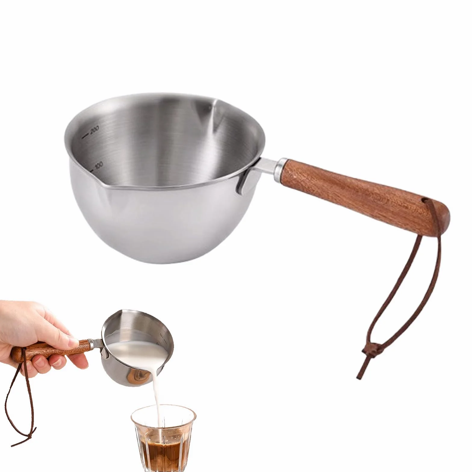 Mały garnek do kawy, indukcyjny garnek na mleko, garnek na mleko z wylewką, mini patelnie do sosów, gorący garnek olejowy do restauracji kuchni domowej(300 ml)
