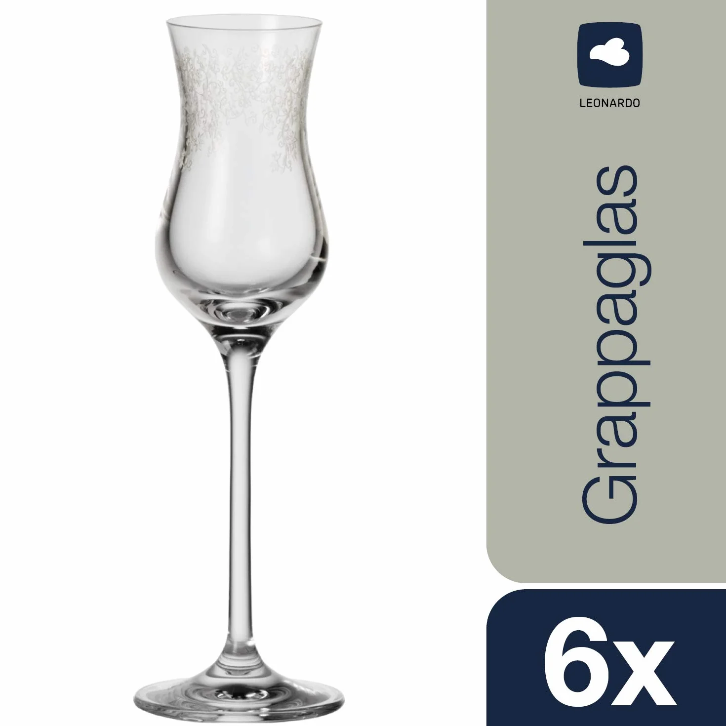 Leonardo Chateau 035298 zestaw 6 szklanek do digestif, nadają się do mycia w zmywarce, z wyciągniętą rączką, kielich z grawerunkiem, 9 cl