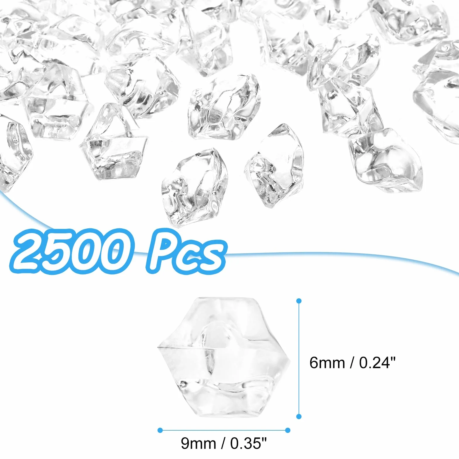 QUARKZMAN 2500 sztuk fałszywych kamieni lodowych, akrylowe, przezroczyste kryształki, błyszczące, kruszone lody, błyszczące diamenty do wypełniaczy wazonów