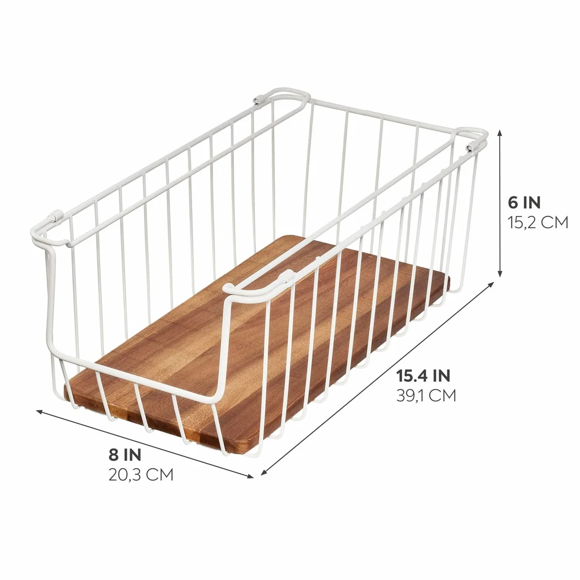 iDesign Ría Safford Collection kosz druciany z otwartym przodem stal 18/10 biały naturalny