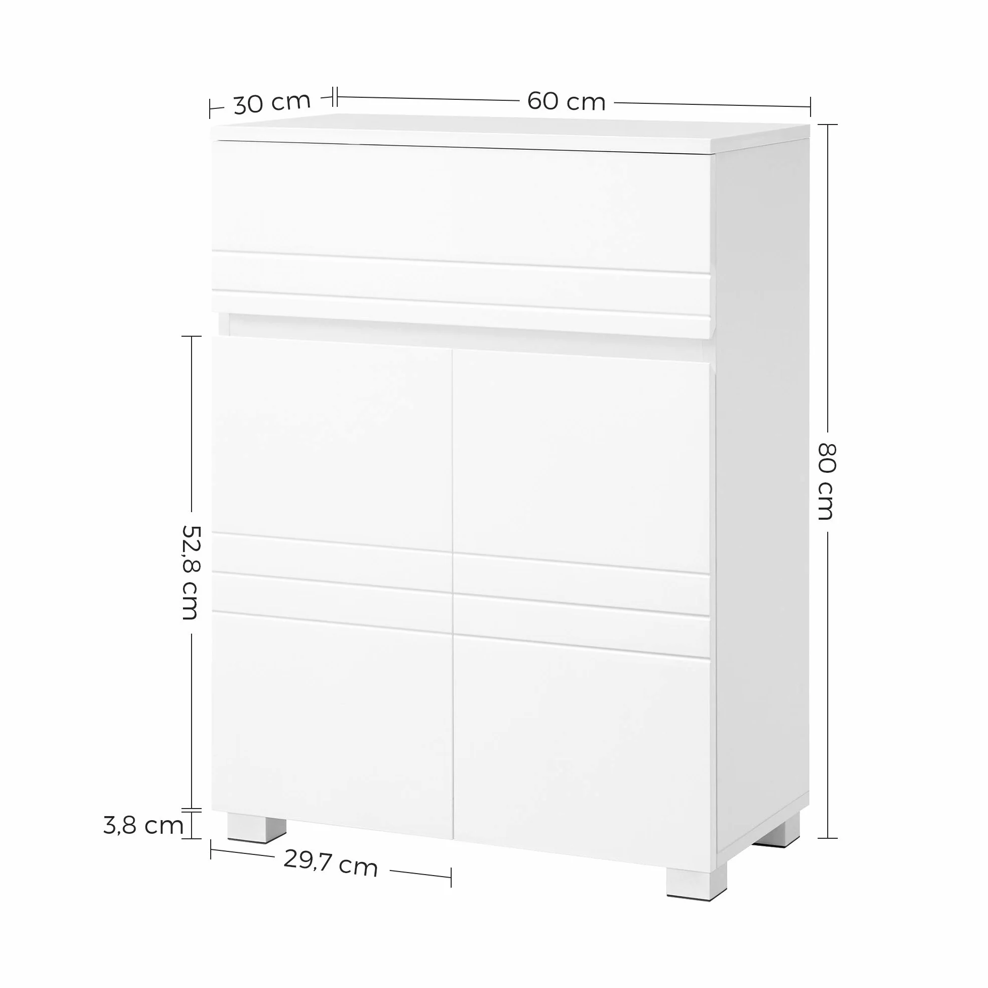 VASAGLE BBK140W01 szafka łazienkowa 60x30x80 cm biała