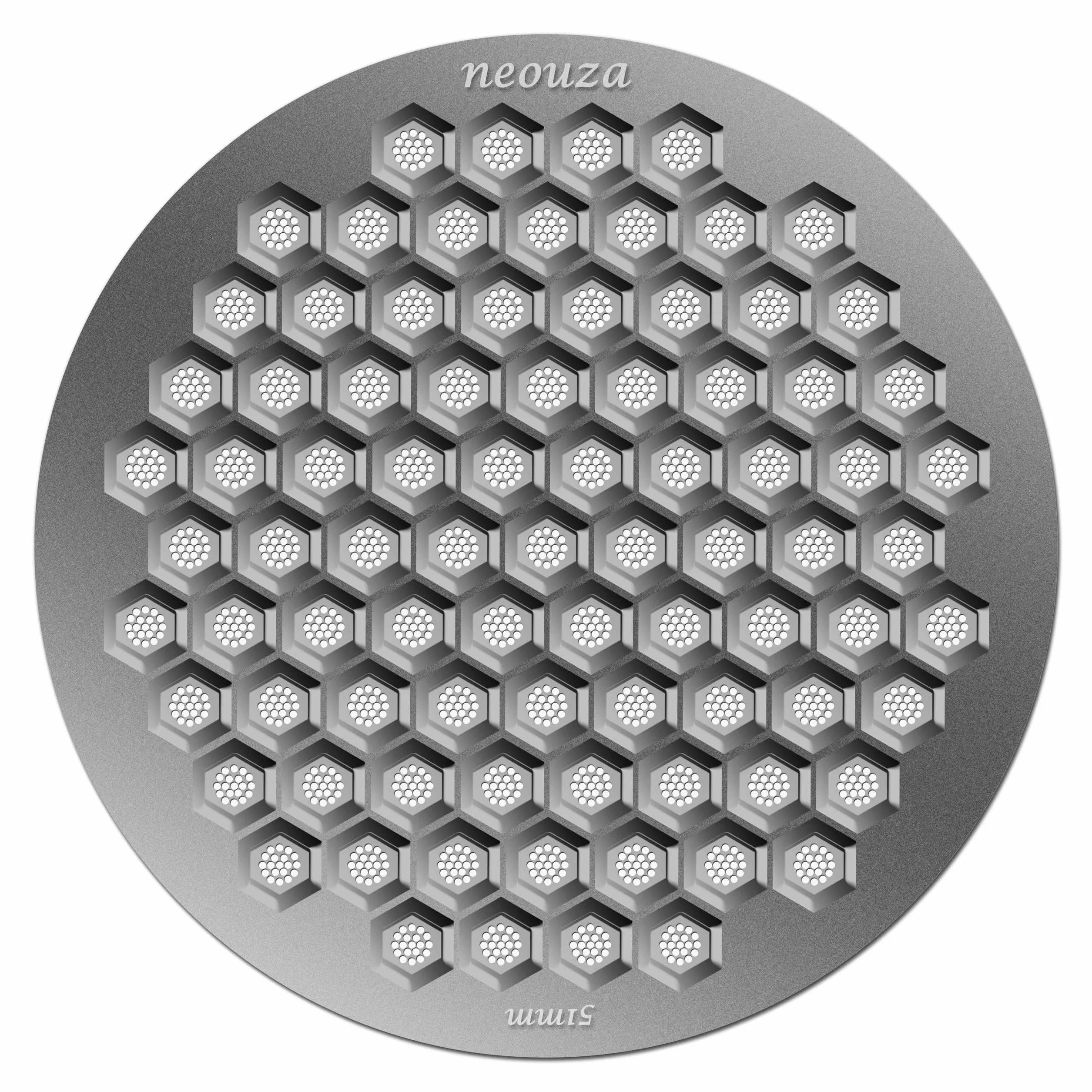 NEOUZA V4 Krążek do espresso, grubość 0,8 mm, siatka o strukturze plastra miodu, dwuwarstwowa, stal nierdzewna, do kosza portafiltra, 1 szt., srebrny, 51 mm