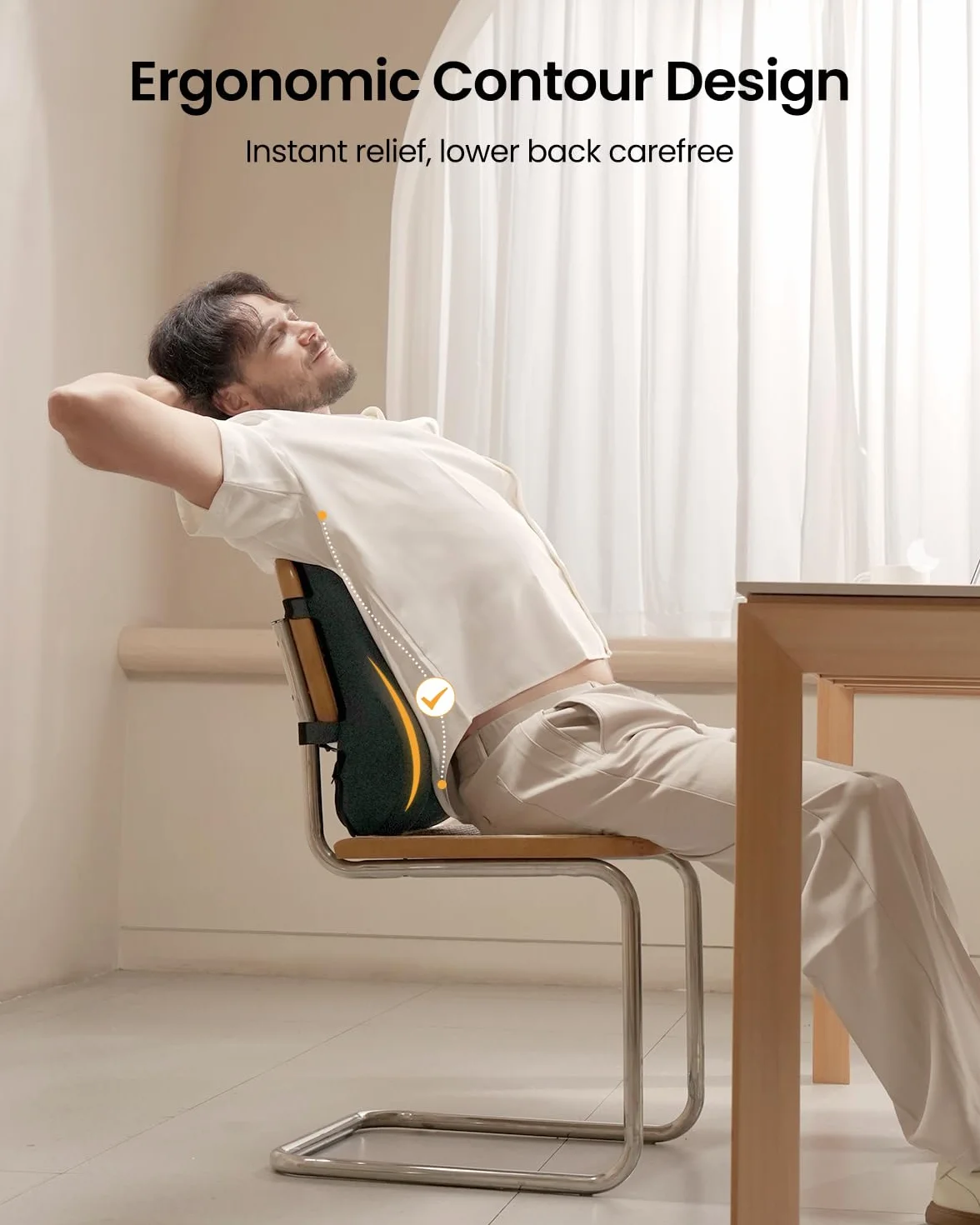 ProtoArc Poduszka podtrzymująca lędźwia - poduszka z pianki z pamięcią kształtu z ergonomicznym wzorem motyla - podparcie pleców na krzesło biurowe, fotel samochodowy, podwójne regulowane paski i