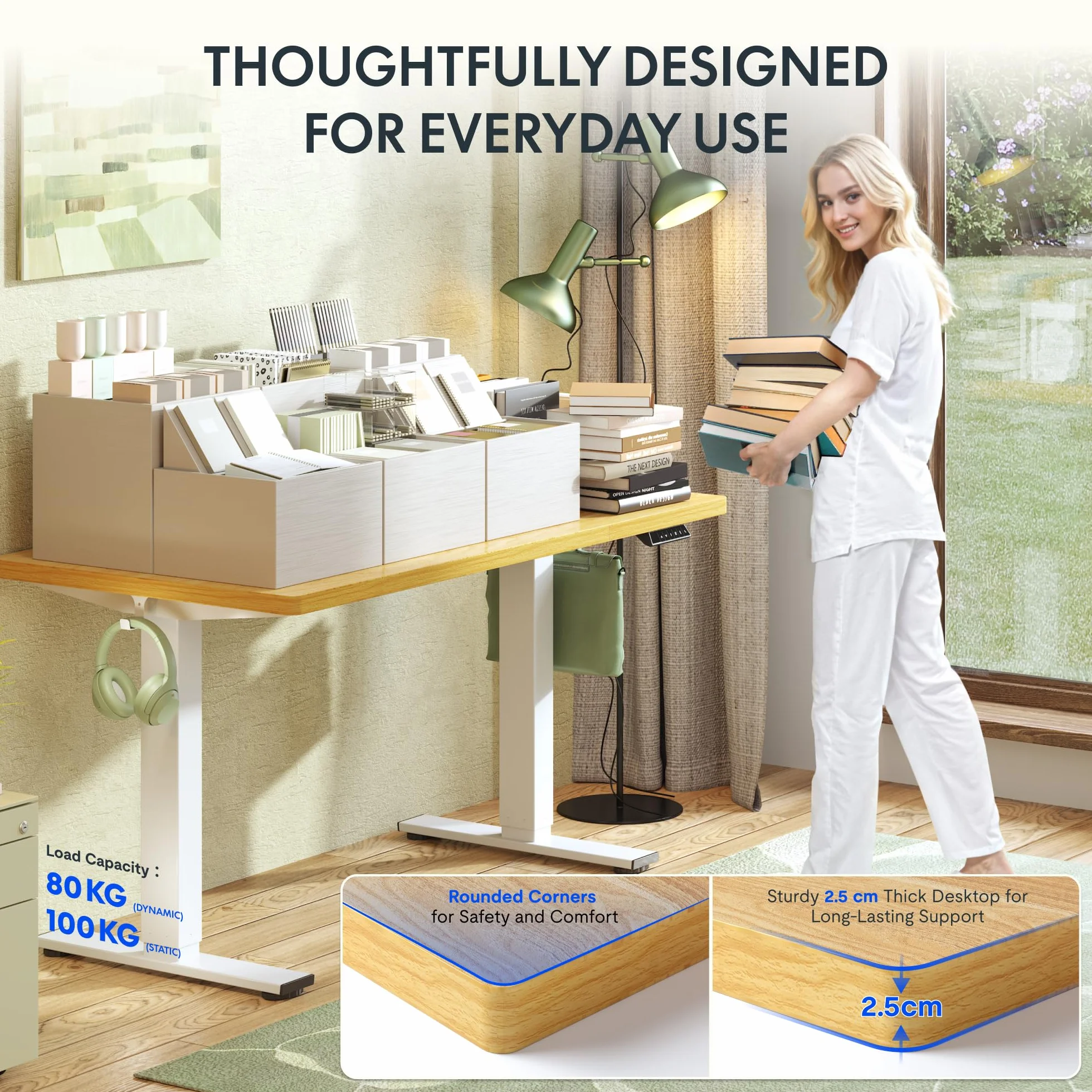 FLEXISPOT EN1 Podstawowe Biurko z Regulacją Wysokości 160 x 80 cm – Jednoczęściowy Blat – Ergonomiczne Biurko do Pracy Siedząco-Stojącej z Łatwą Obsługą (Szary + Biały, 160 x 80 cm)