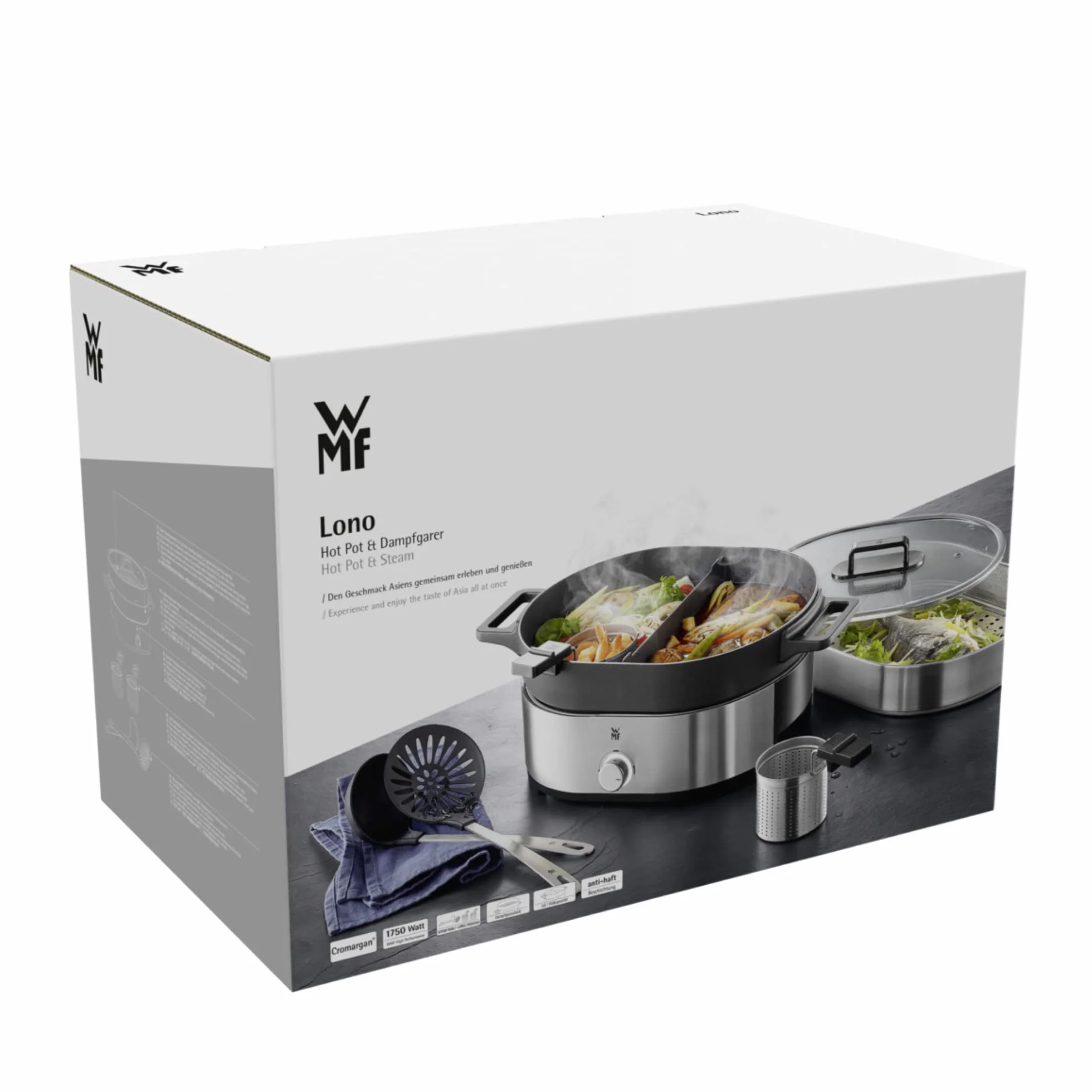 WMF Lono Hot Pot & parowar elektryczny 3,6 l, 1700 W, stal nierdzewna matowa