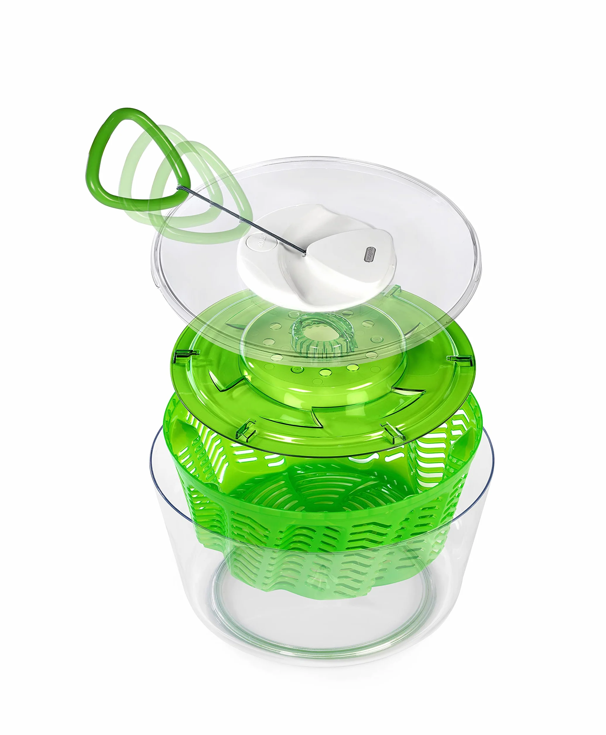 Zyliss Easy Spin 2 Salad Spinner, duża pojemność 6 l, plastik, zielony, unikalna technologia AquaVent™, zwijany przewód i system hamulcowy, antypoślizgowa podstawa/łatwe czyszczenie