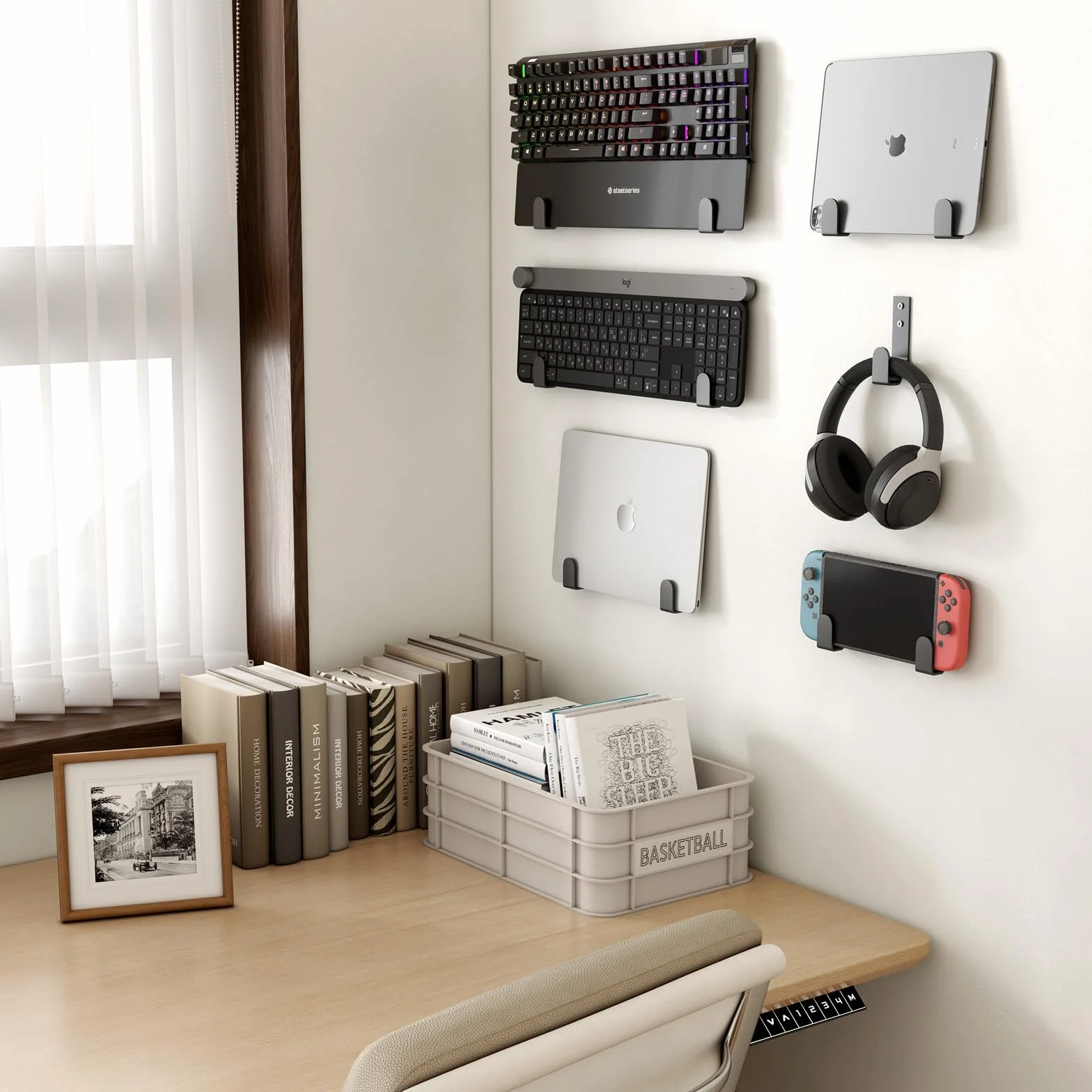 Logitech Stalowy uchwyt ścienny na klawiaturę do gier, uniwersalny przewodowy/bezprzewodowy, do urządzeń <2,5cm
