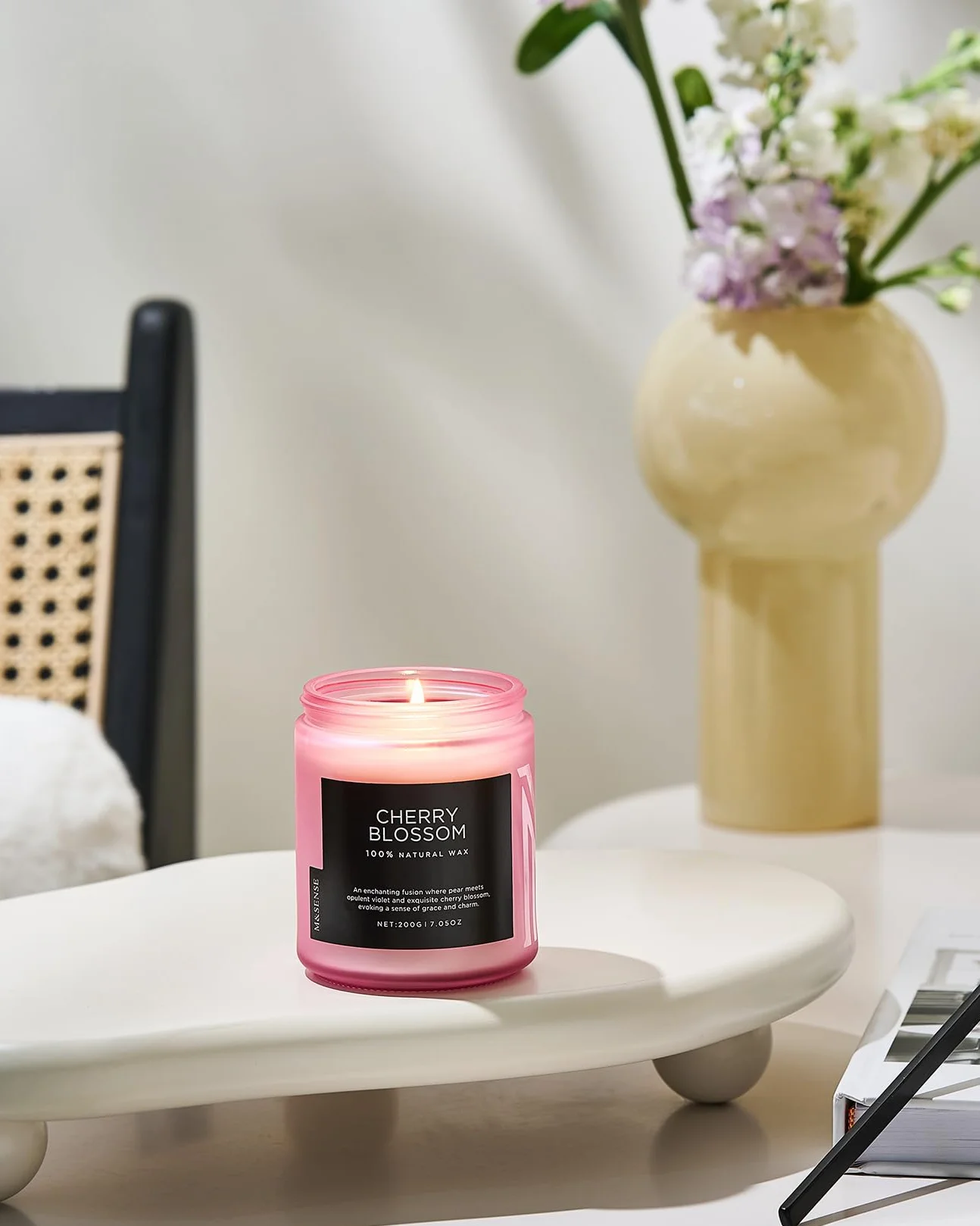 M&SENSE Świeca Sojowa Kwiat Wiśni 200g 50h Aromaterapia