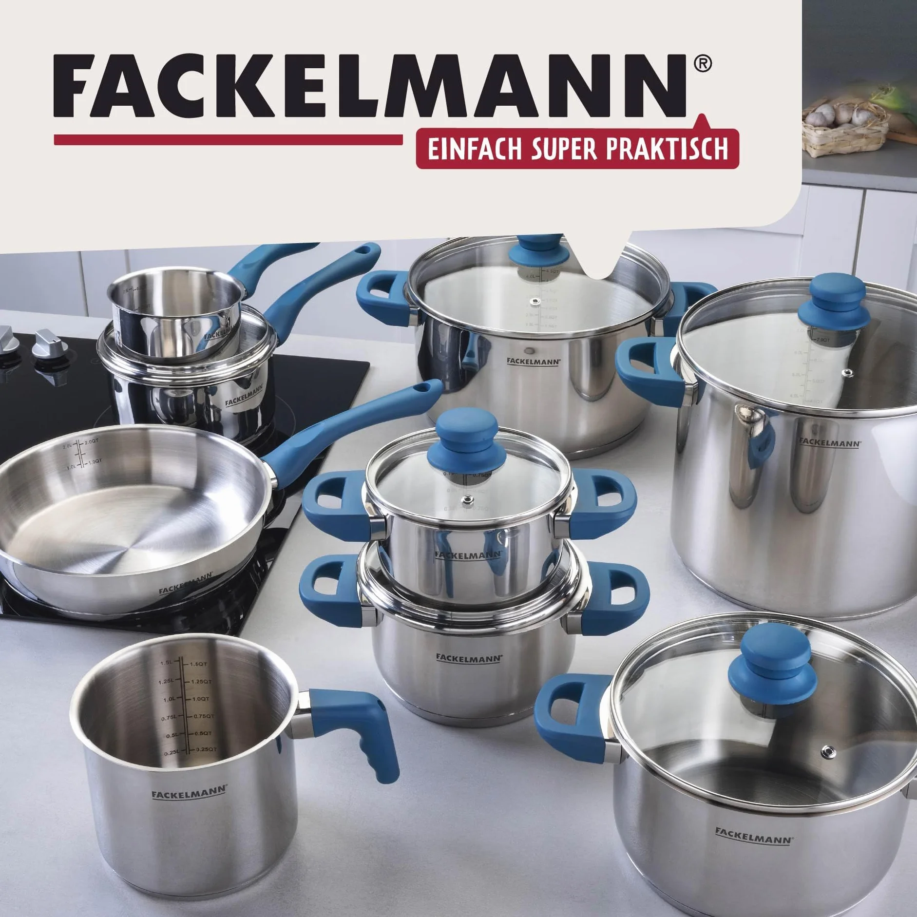 FACKELMANN Rondel Essential średnica 12 cm ze stali nierdzewnej z ergonomicznym uchwytem bakelitowym, odporny na wysokie temperatury i nierdzewny