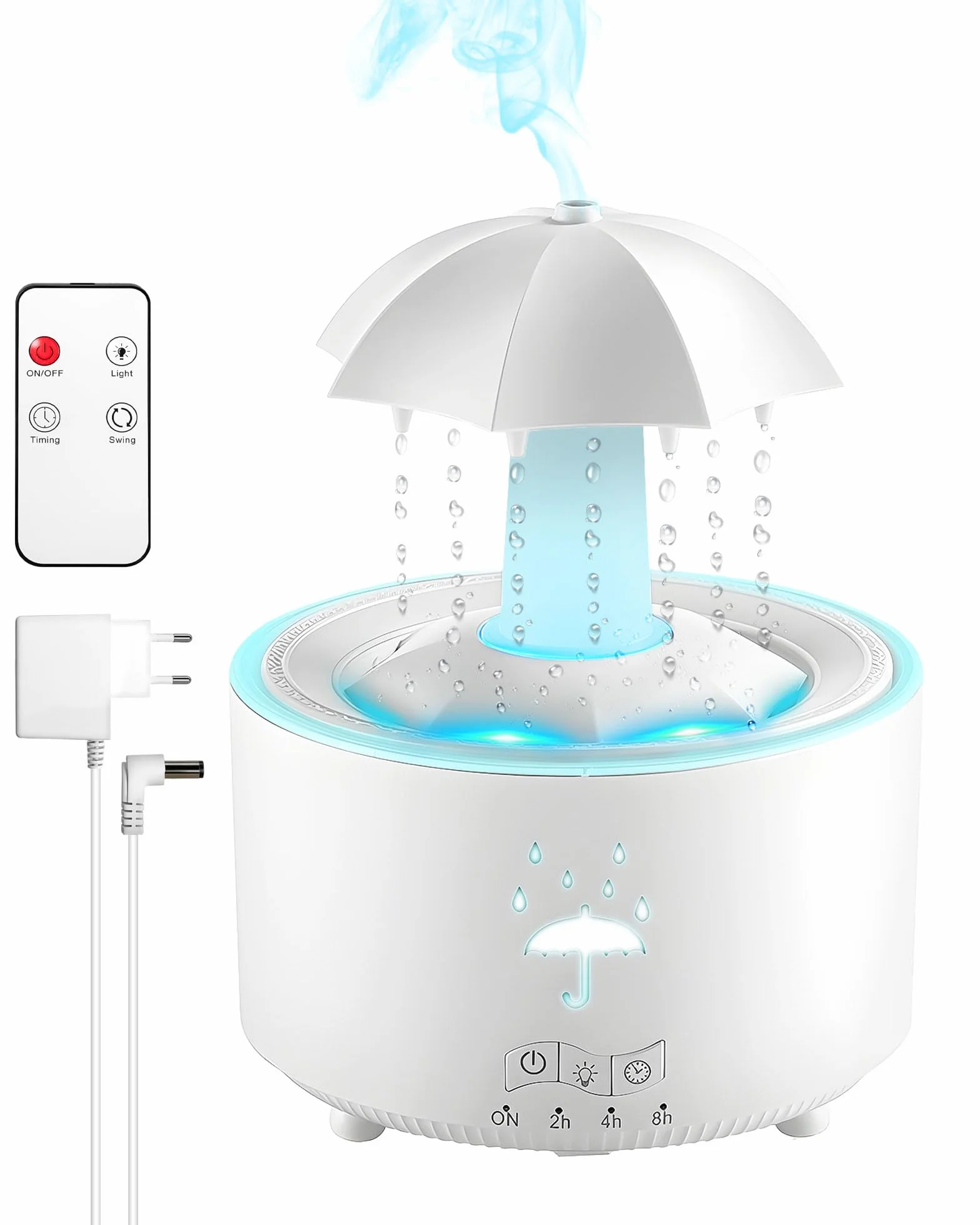 Nawilżacz powietrza do sypialni, 300 ml, dyfuzor zapachowy, obrotowy krople deszczu, nawilżacz powietrza, 7 kolorów LED, nawilżacz do pomieszczeń, dyfuzor olejków zapachowych do biura, sypialni