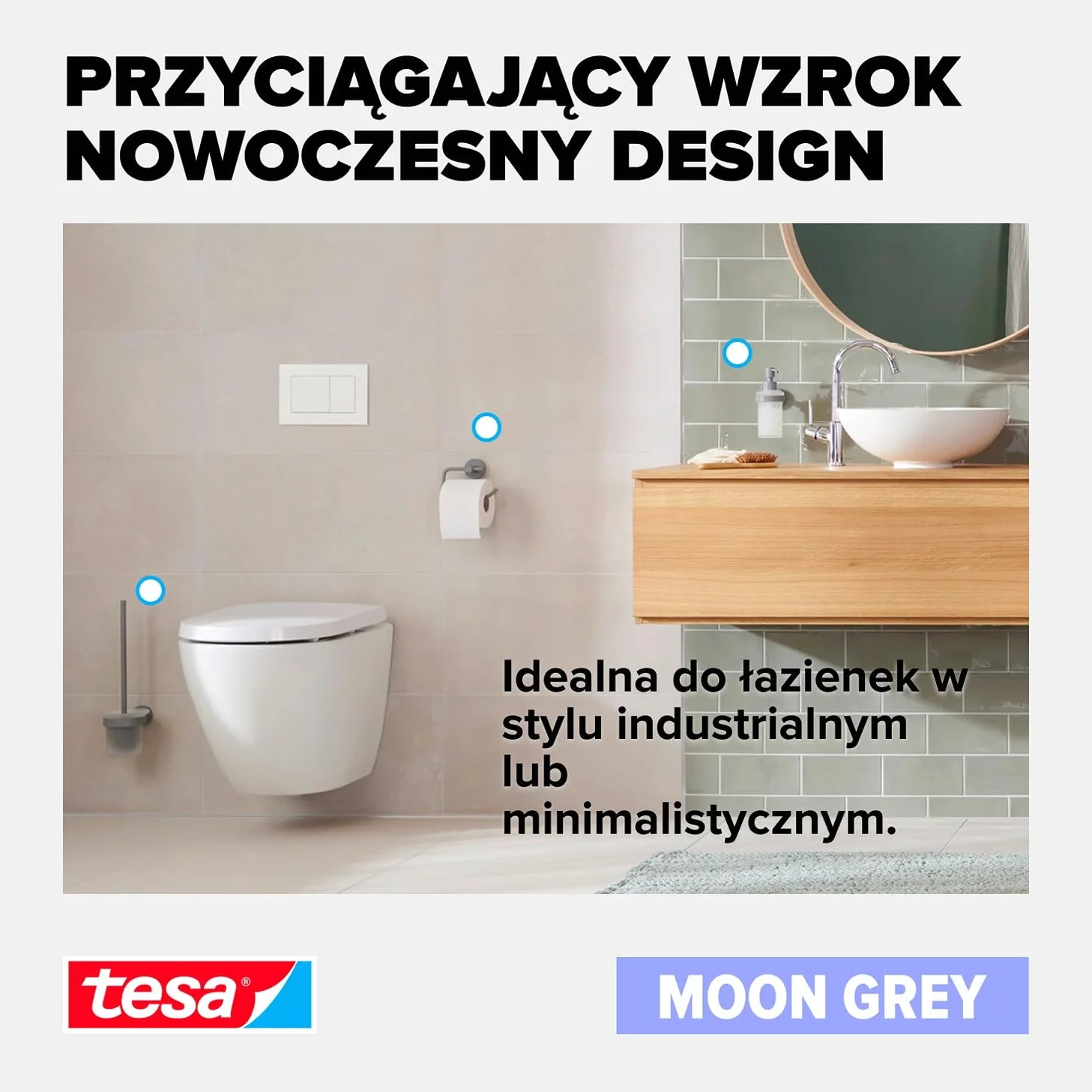 tesa koszyk prysznicowy szary matowy samoprzylepny 92 mm x 250 mm x 125 mm