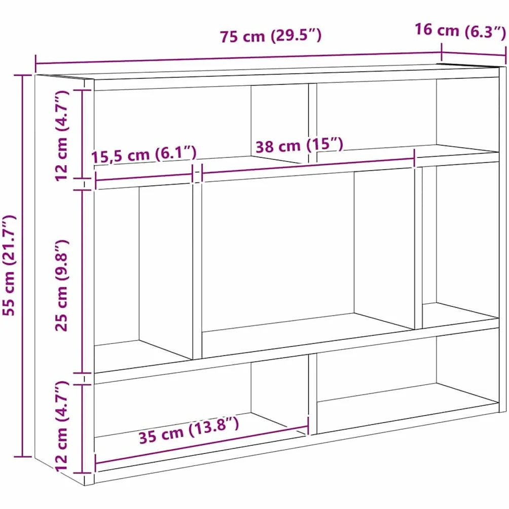 vidaXL Półka ścienna, biała, 75x16x55 cm, materiał drewnopochodny