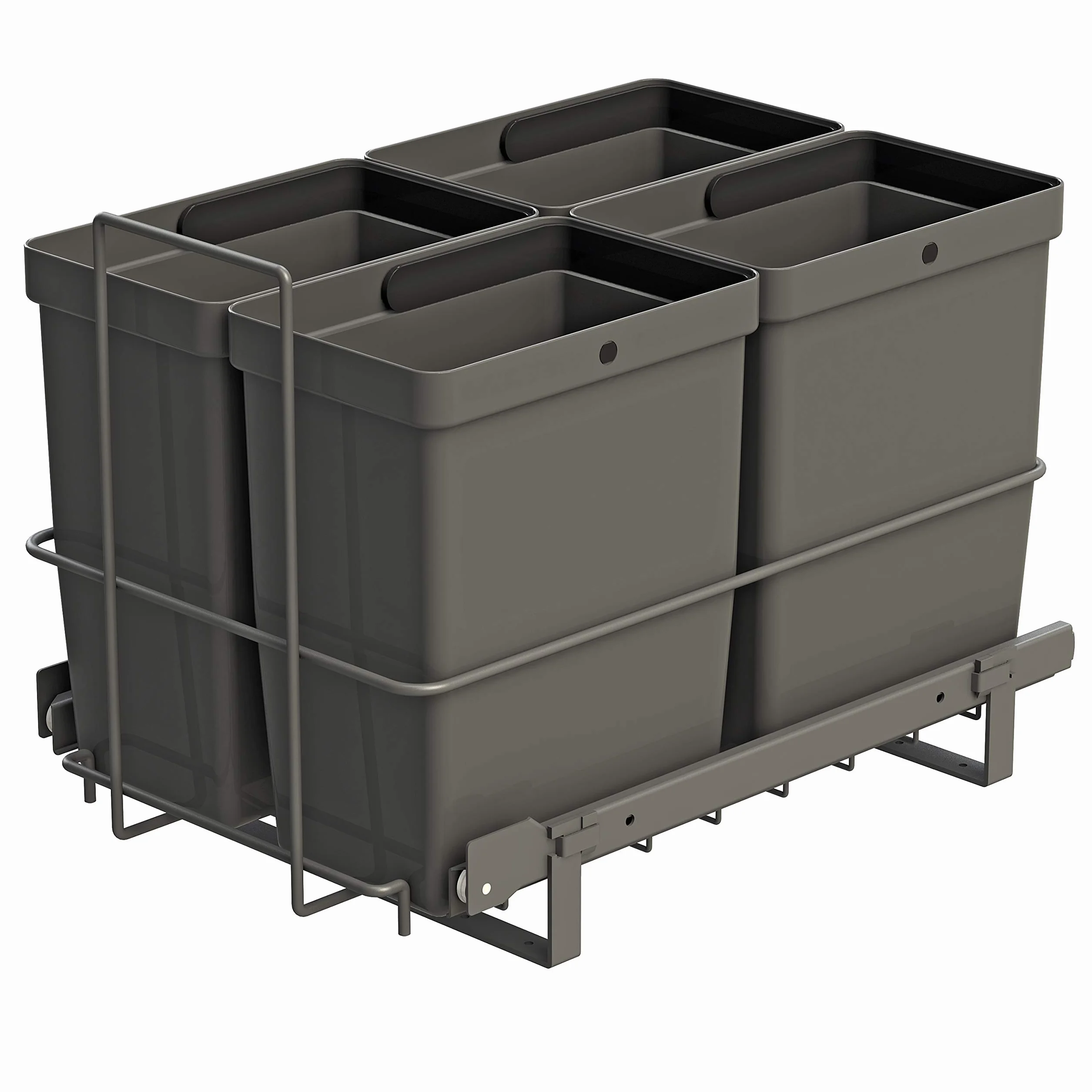 LM 79/4 kosz na śmieci do zabudowy, wysuwany kosz na śmieci 4 x 8 l, kolor antracytowy, 33,2 x 48 x 35,5 cm, system segregacji odpadów, szafka pod umywalkę