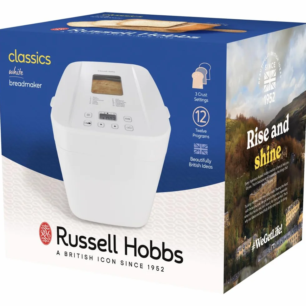 Russell Hobbs wypiekacz do chleba 0,9kg 12 programów 550W biały