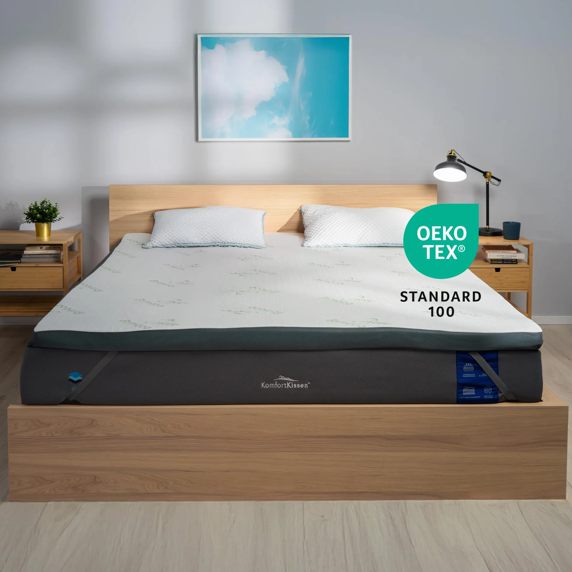 MKS. Żelowy topper 80 x 200 cm, H3 nakładka na materac z pianką żelową memory 7 cm, komfortowa poduszka z przepływem powietrza 3D, wiskoelastyczna nakładka na materac ze zdejmowaną poszewką bambusową