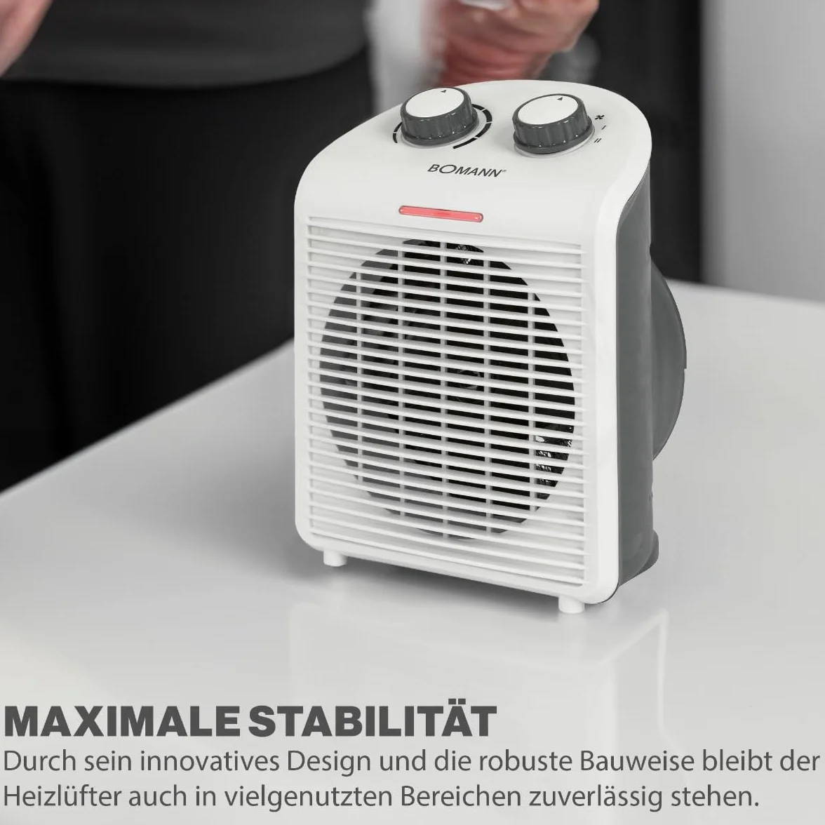 Bomann Termowentylator - Nagrzewnica elektryczna - Nagrzewnica - Przenośna i kompaktowa nagrzewnica 2 poziomy ogrzewania (1000/2000 W) Biały/HL 660401 CB BOMANN