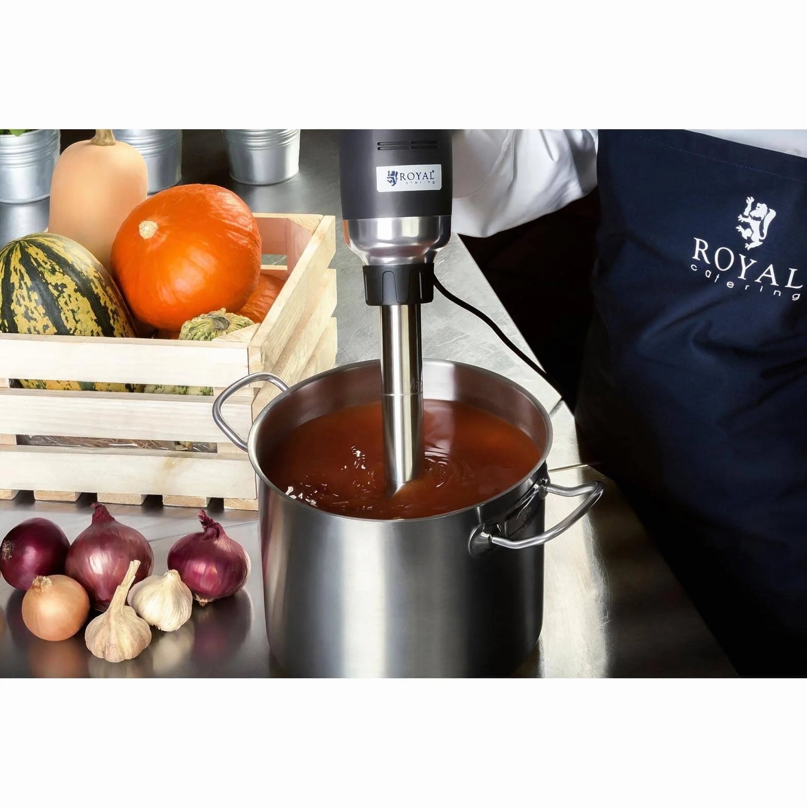 Royal Catering RCSM-500-500P blender ręczny mikser zanurzeniowy (ergonomiczny uchwyt, 500 W, 4000-18000 obr./min, osłona rozbryzgowa, długość pręta 500 mm, stal nierdzewna) czarny