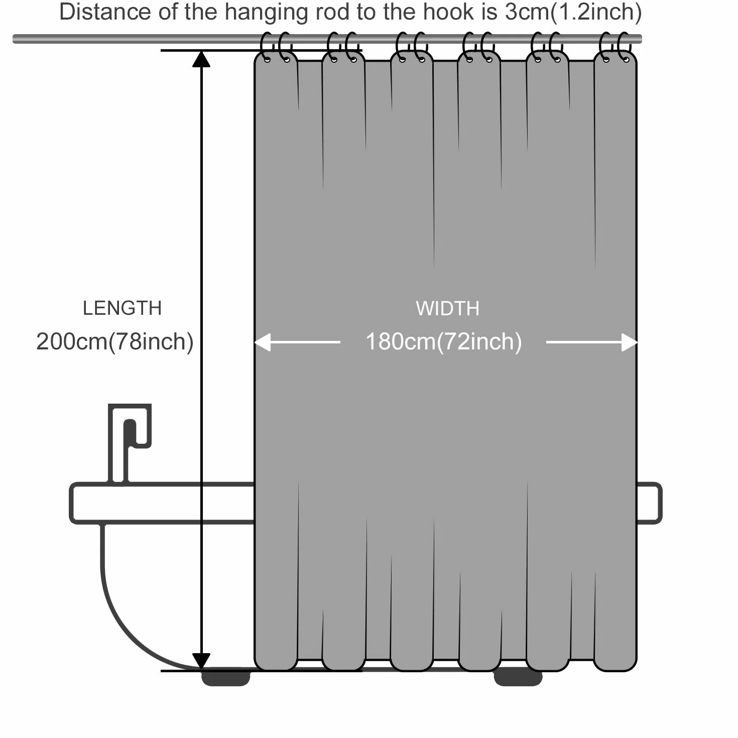 Furlinic zasłona prysznicowa 180 x 200 cm poliestrowa wodoodporna odporna na pleśń