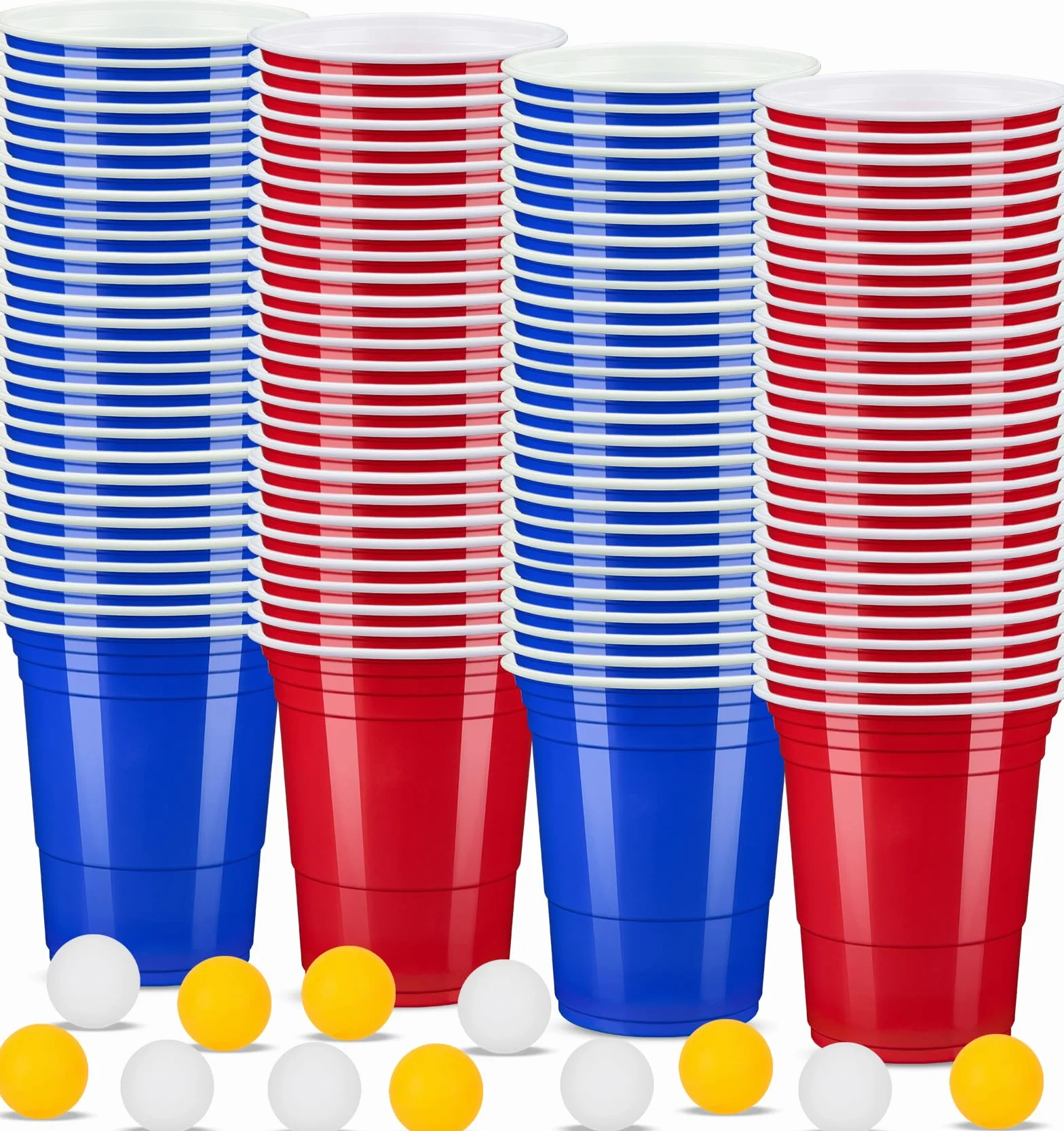 Zestaw 100 plastikowych kubków wielokrotnego użytku 473 ml