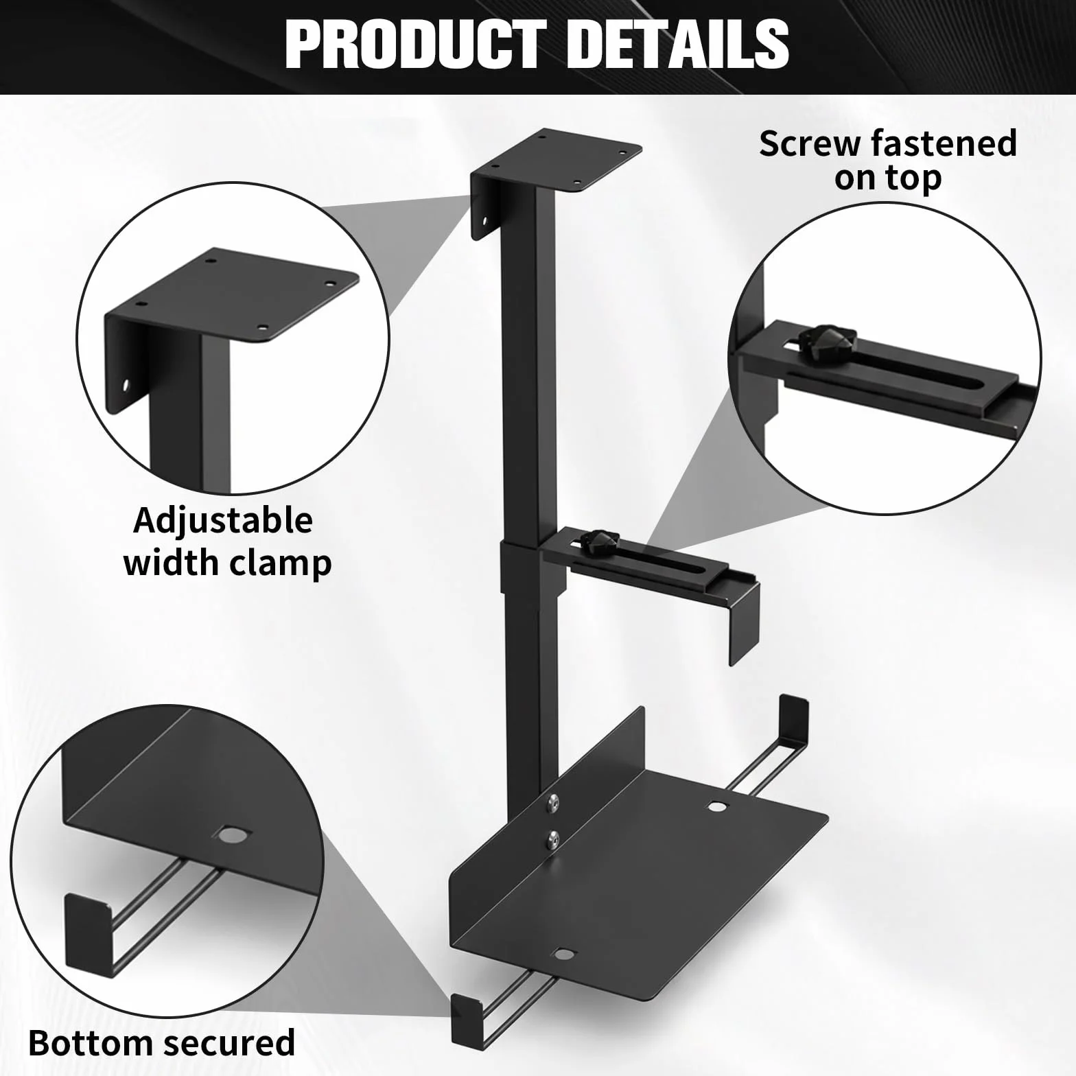 Uchwyt na PC pod biurko stalowy regulowany 54,5 cm 35 kg